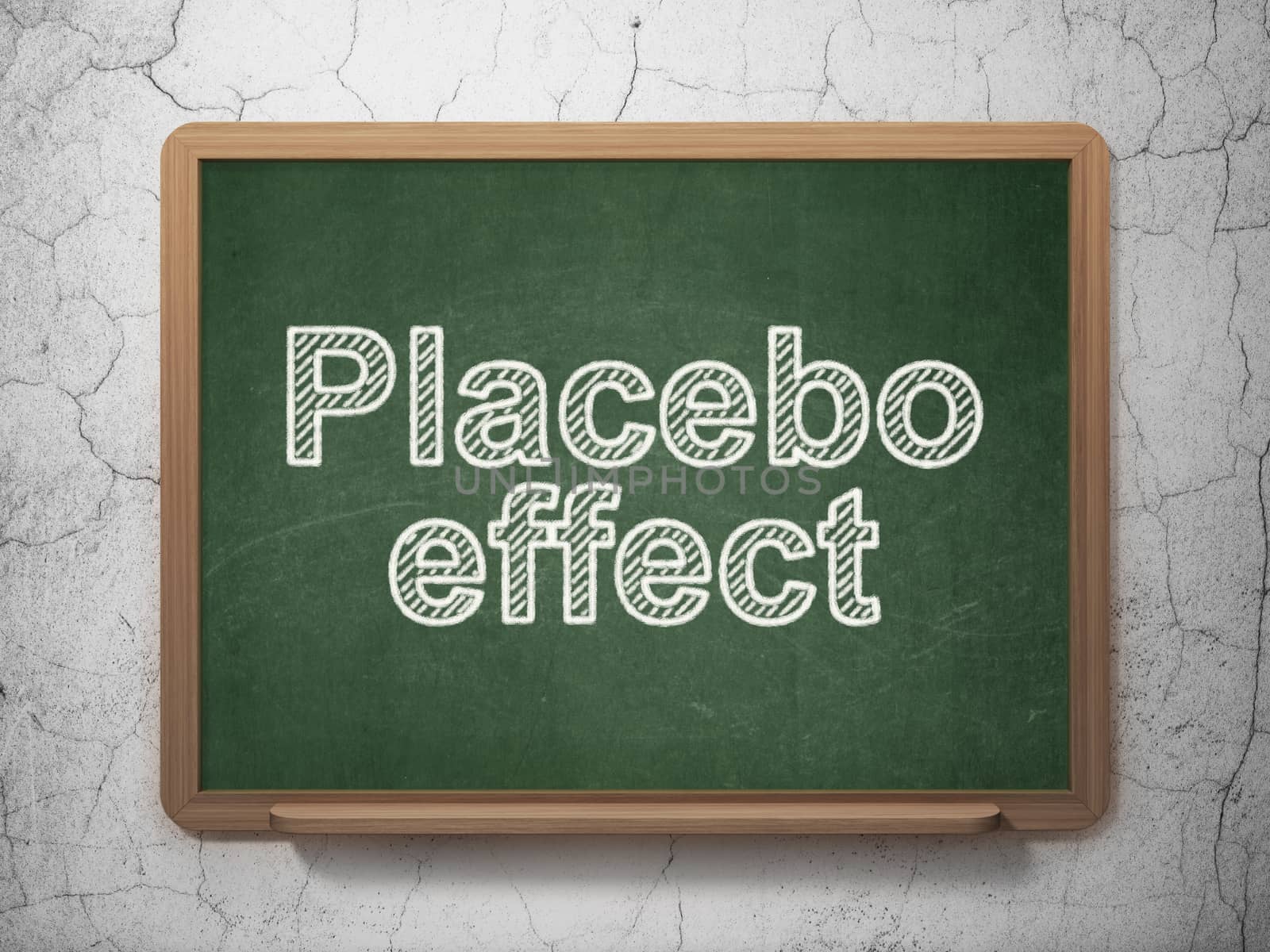 Medicine concept: text Placebo Effect on Green chalkboard on grunge wall background, 3D rendering