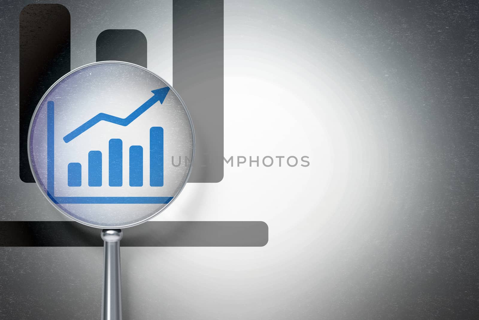 Marketing concept:  Growth Graph with optical glass on digital background by maxkabakov