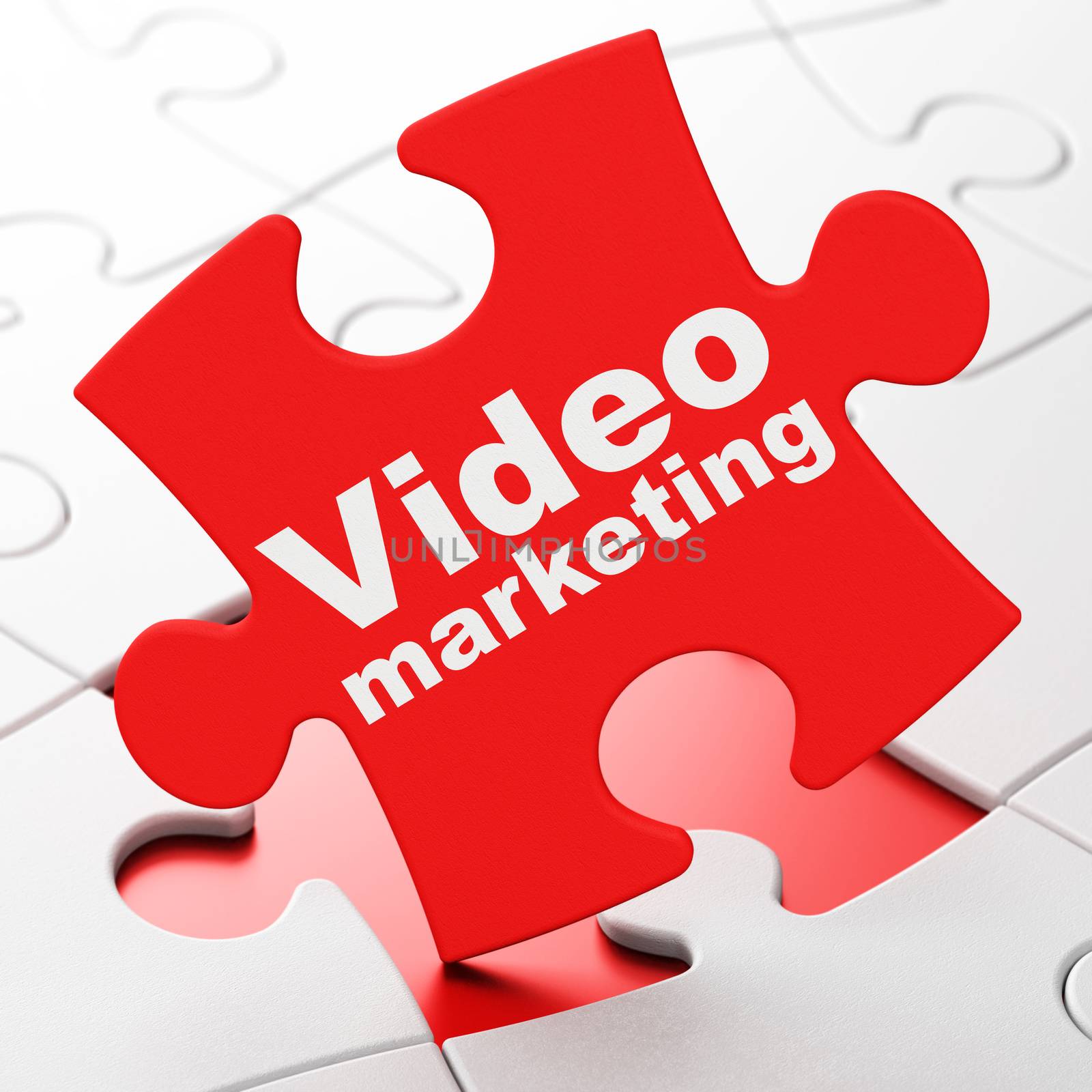 Advertising concept: Video Marketing on puzzle background by maxkabakov