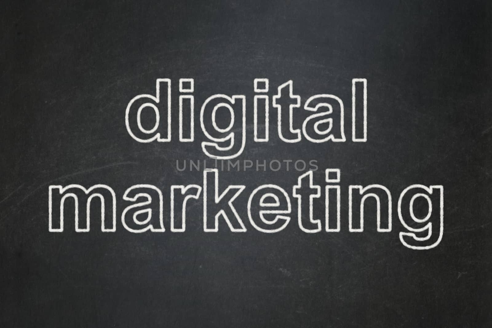 Marketing concept: Digital Marketing on chalkboard background by maxkabakov