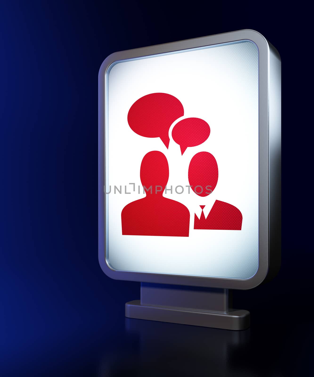 Business concept: Business Meeting on advertising billboard background, 3D rendering