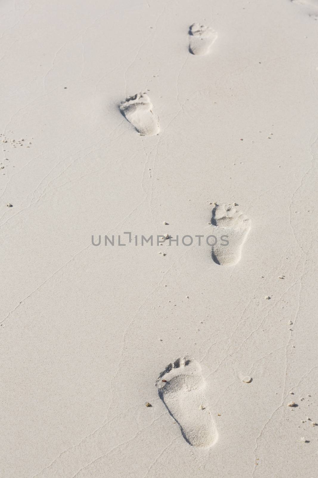 human footprints in the smooth sand