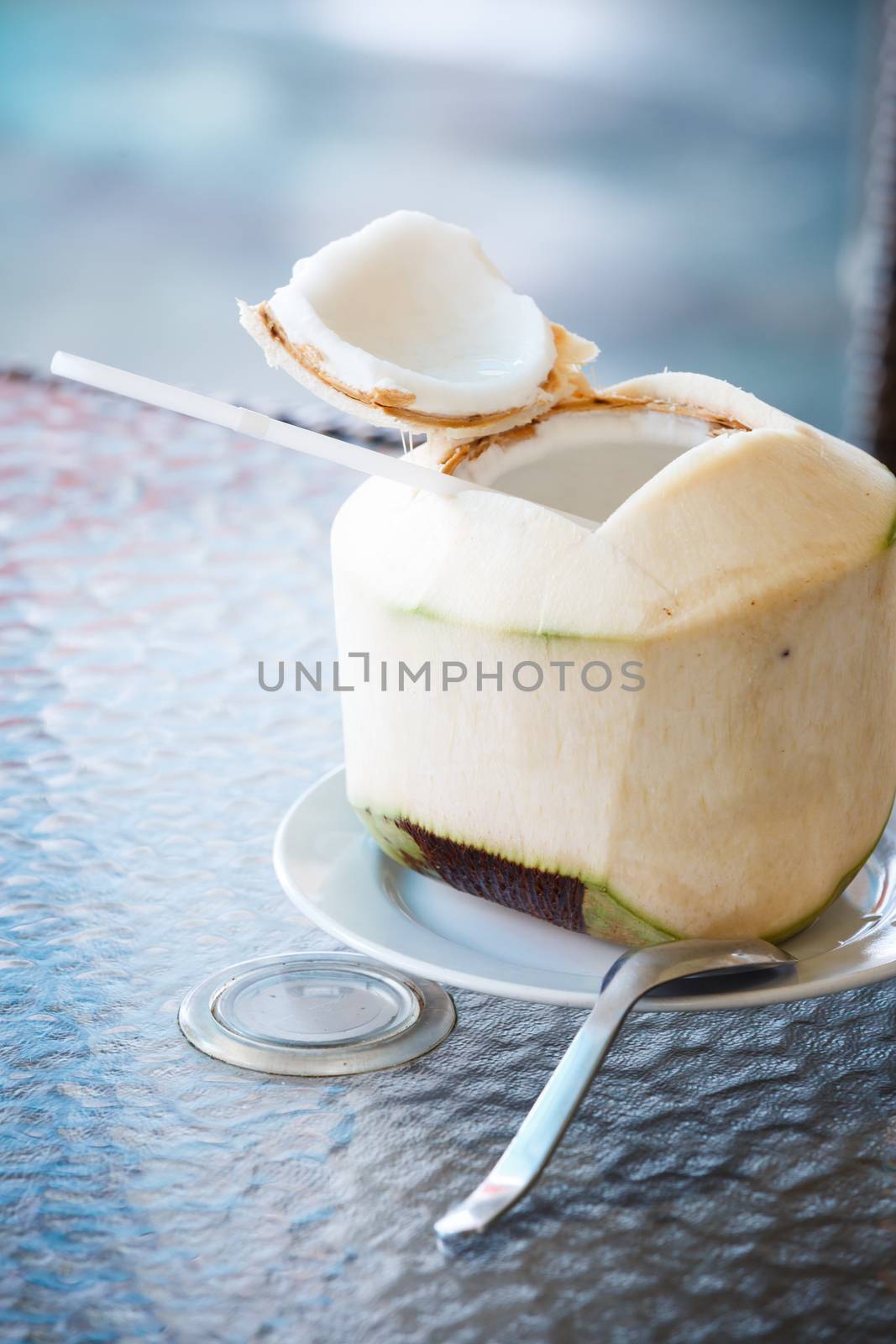 fresh coconut serve on the table