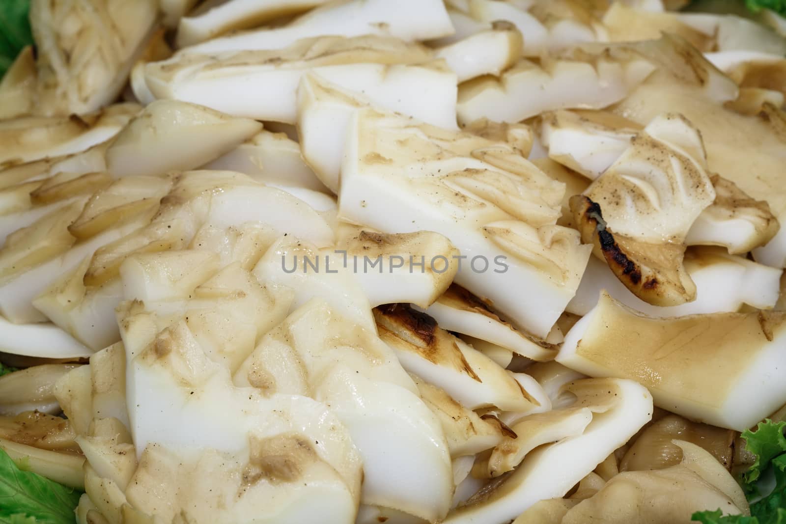 close up of grilled squid