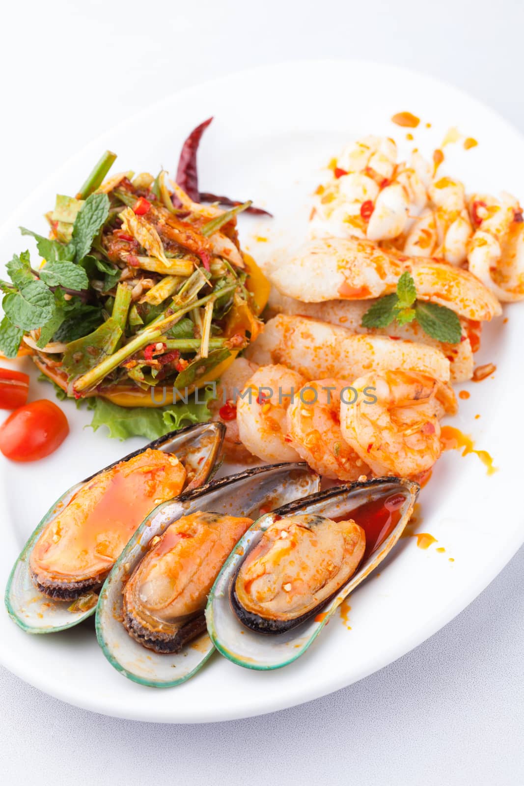 seafood with spicy salad by darkkong