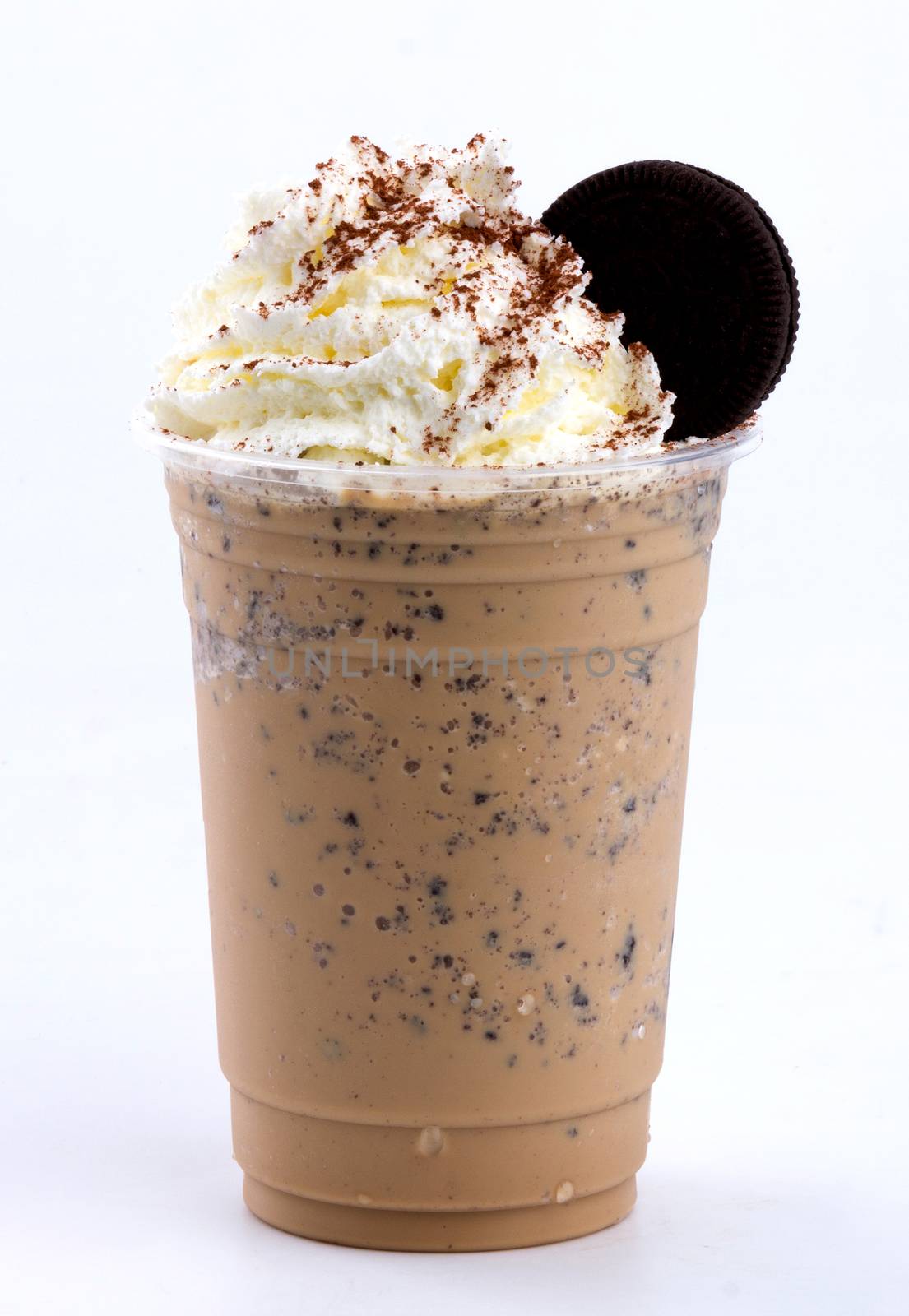 frappuccino topping with whip cream and cookie