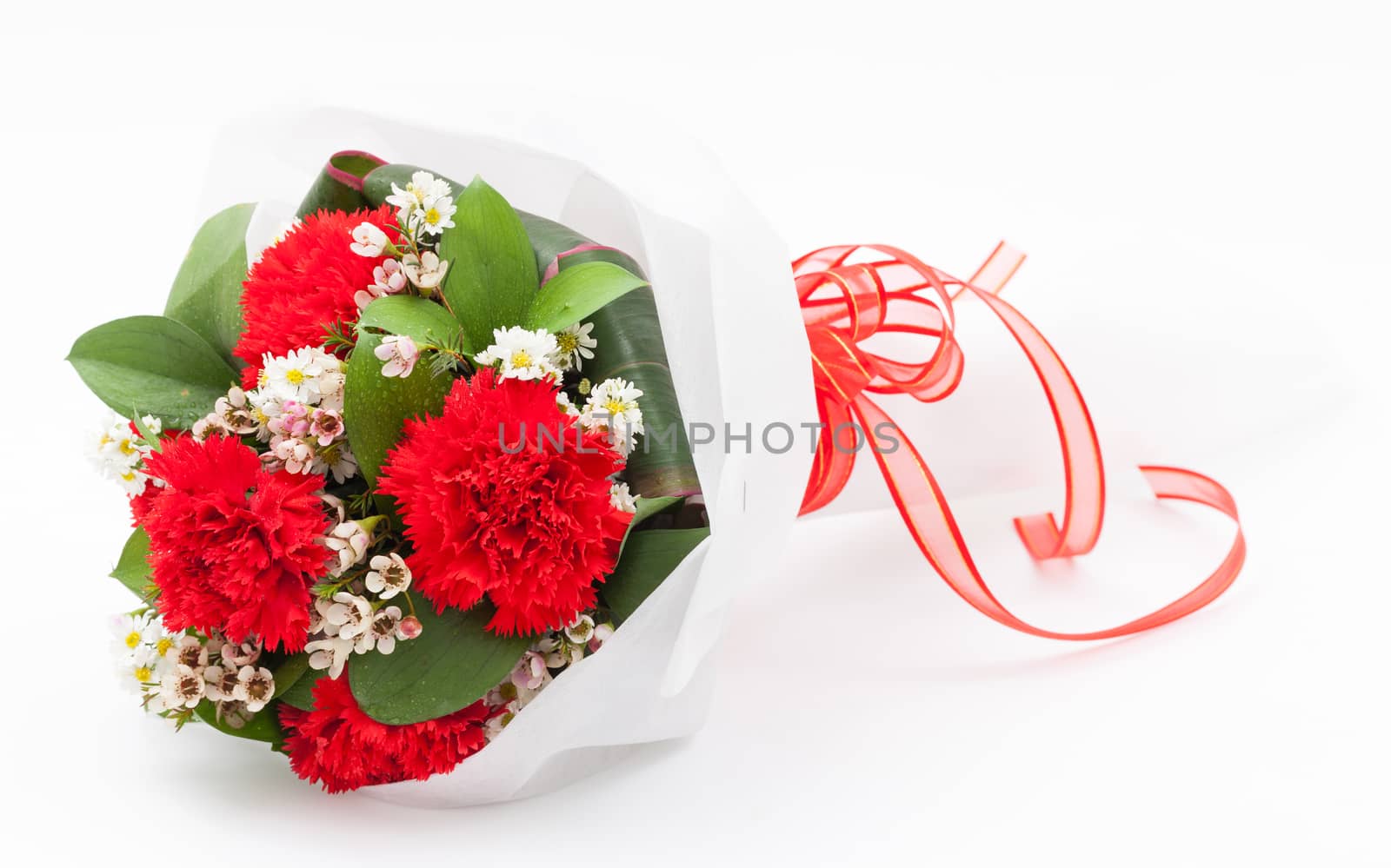 close up red carnation bouquet