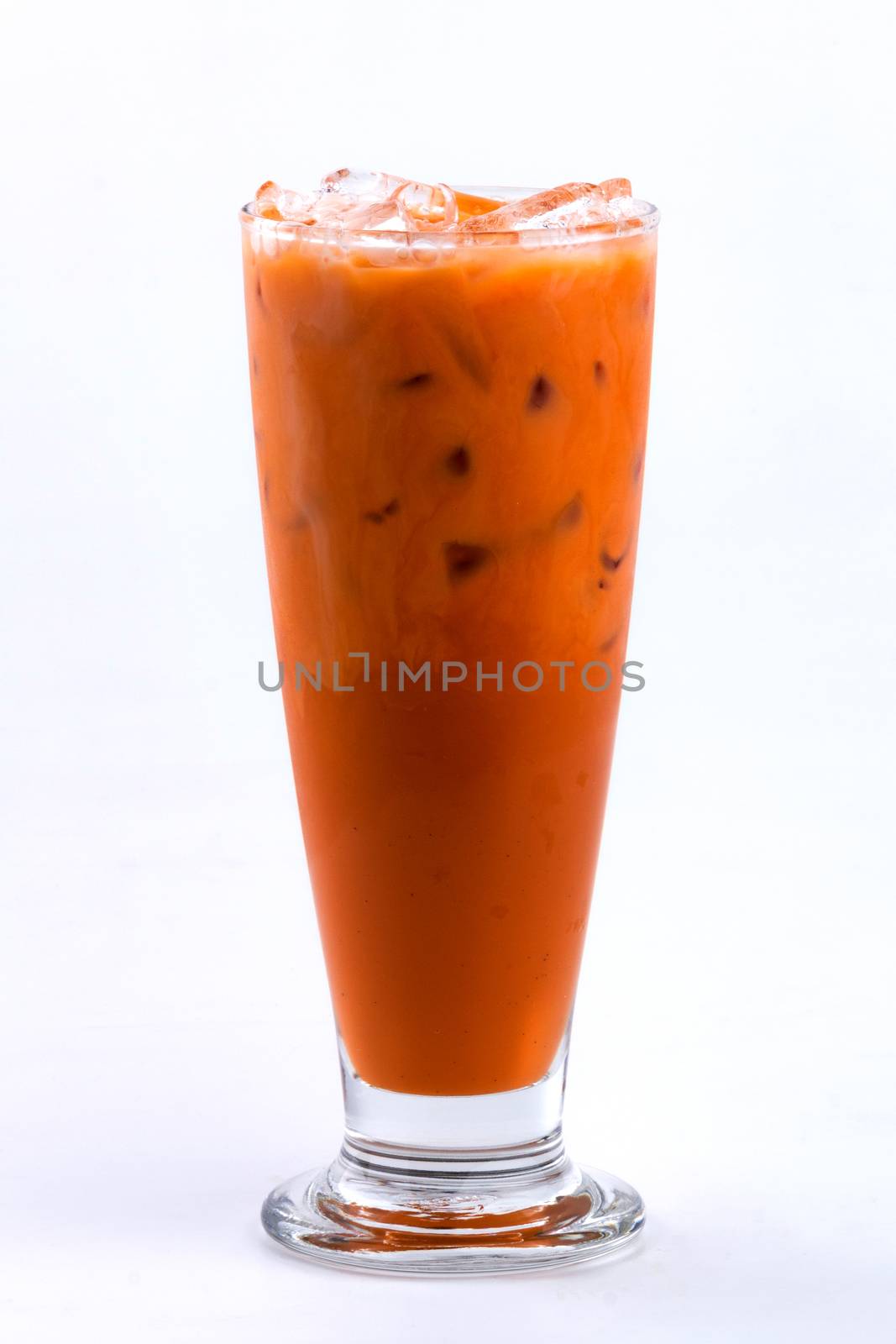 iced milk tea on white background