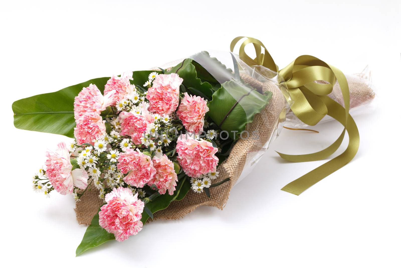 pink Lisianthus bouquet on white background