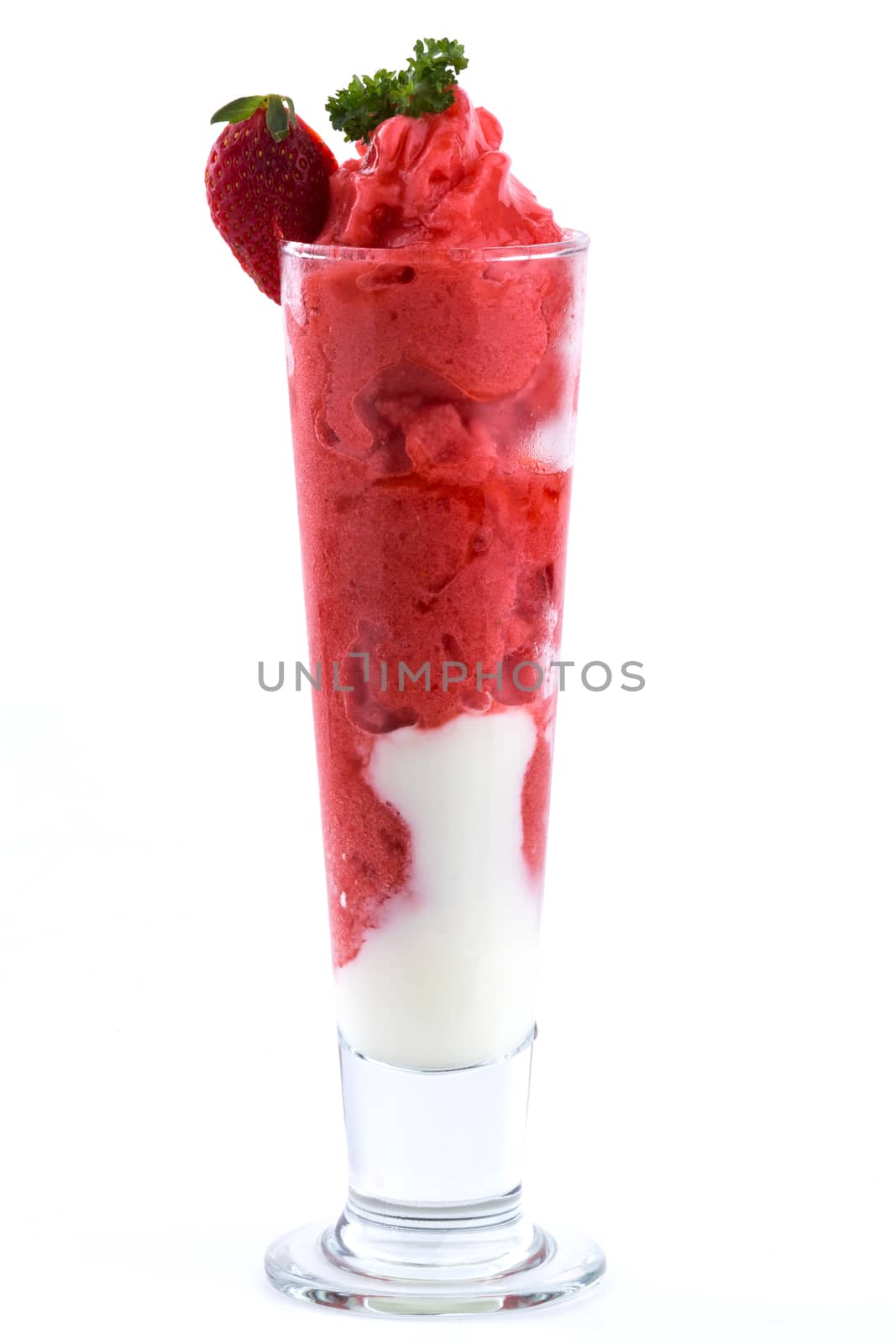 strawberry smoothies on white background