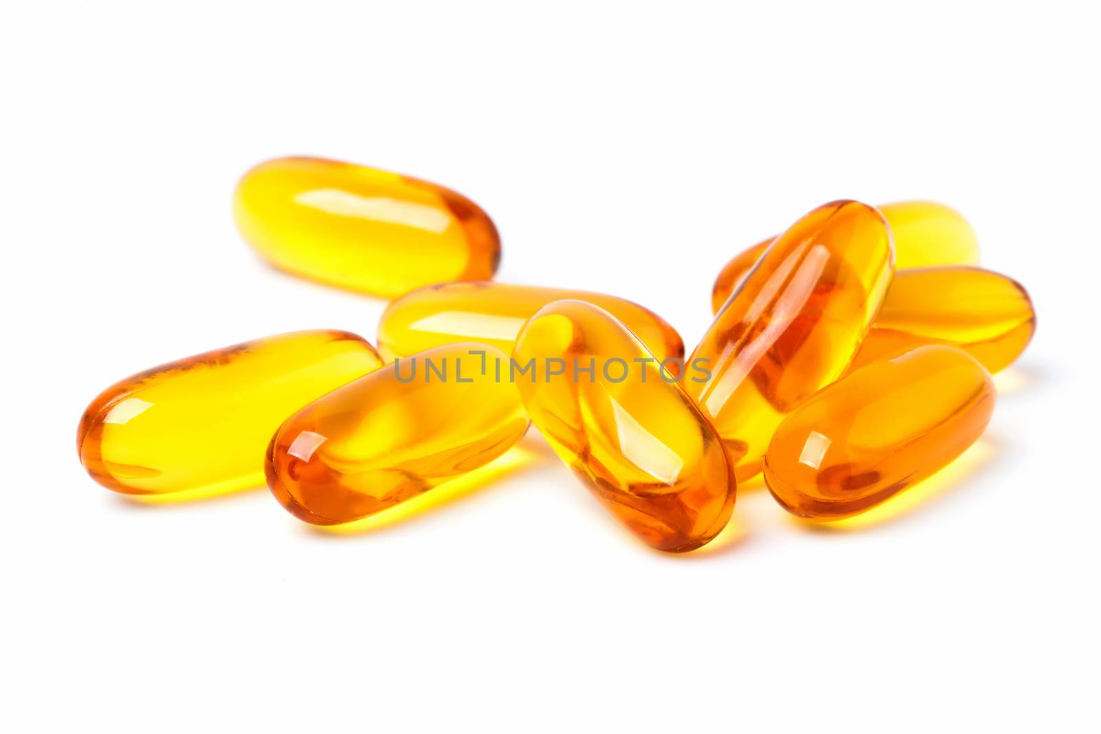 close up of fish oil capsules