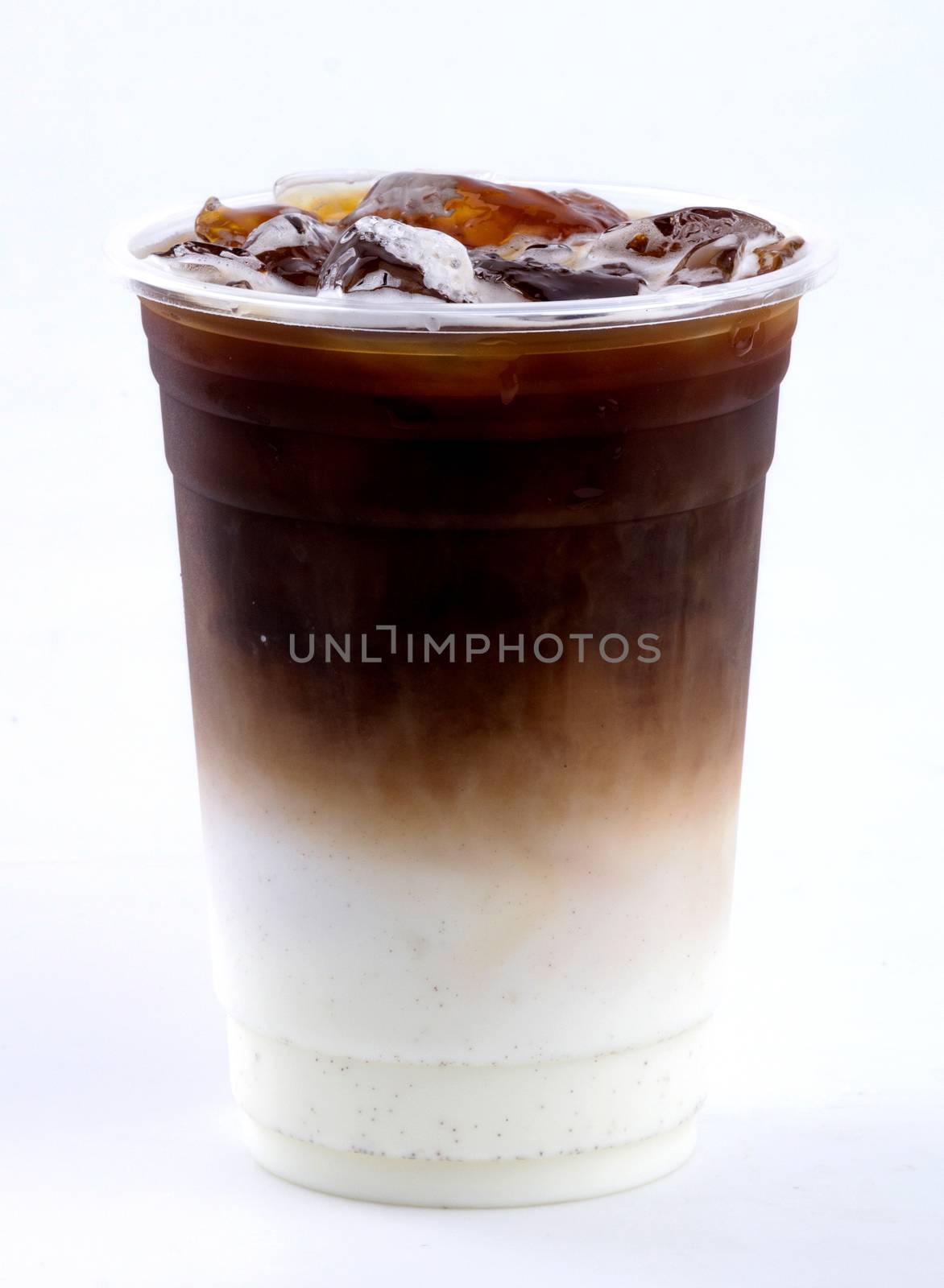 iced latte on white background