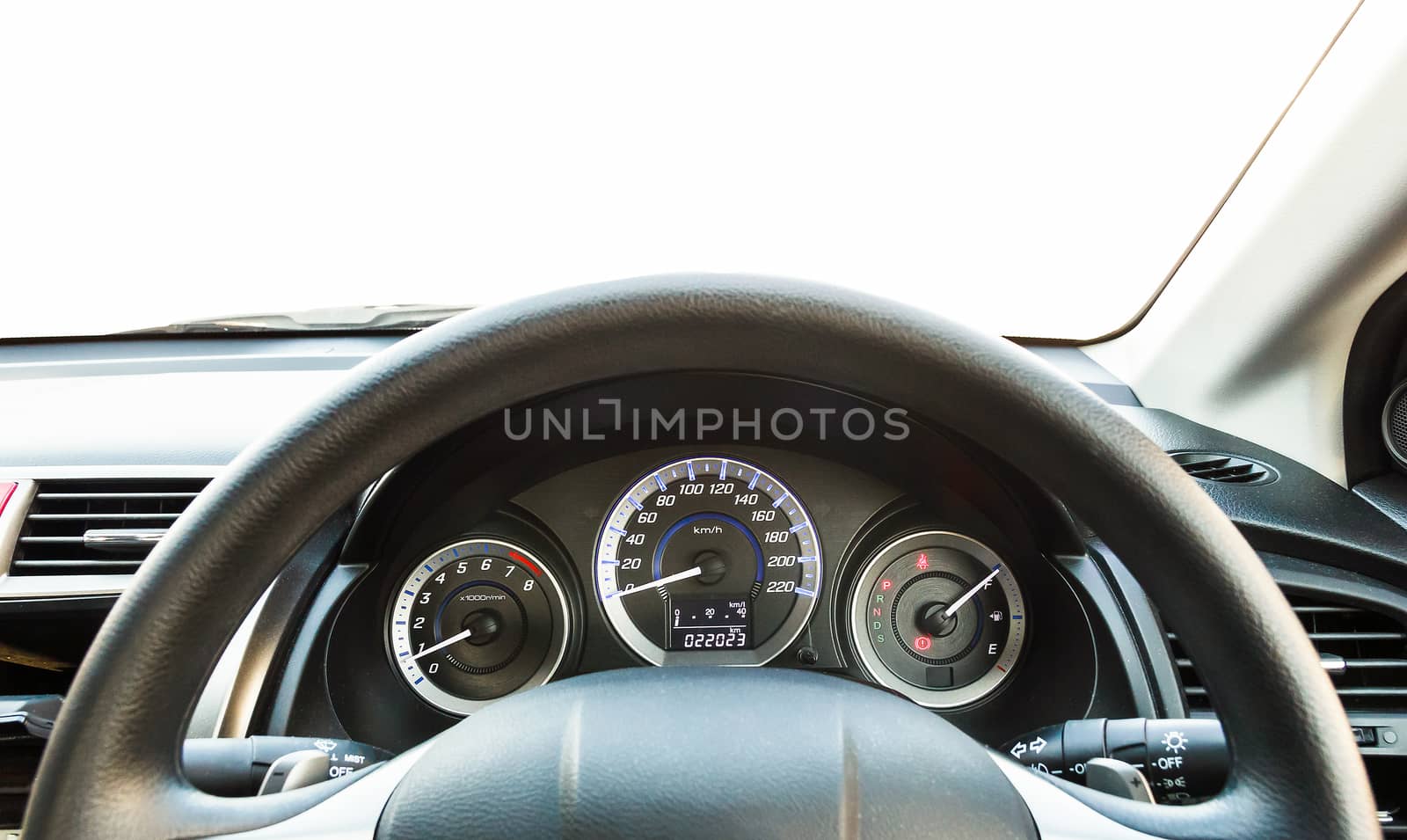 Car interior dashboard with white background and clipping path.