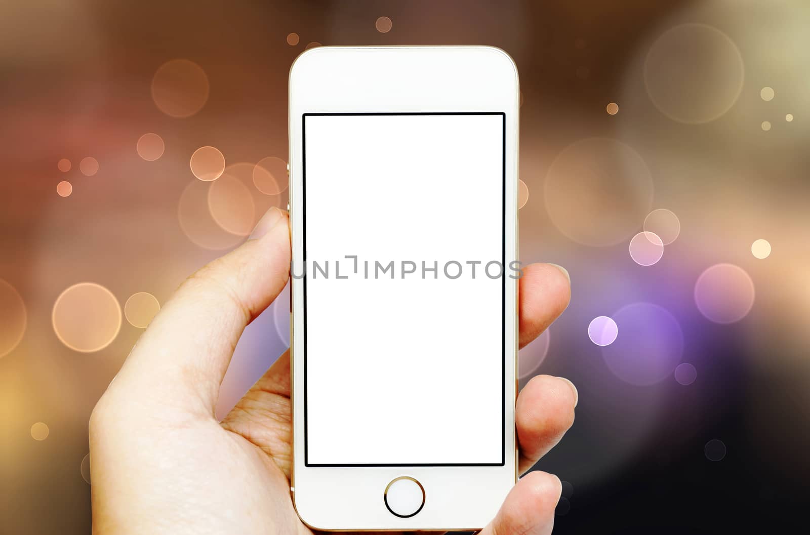 Mobile phone on hand.