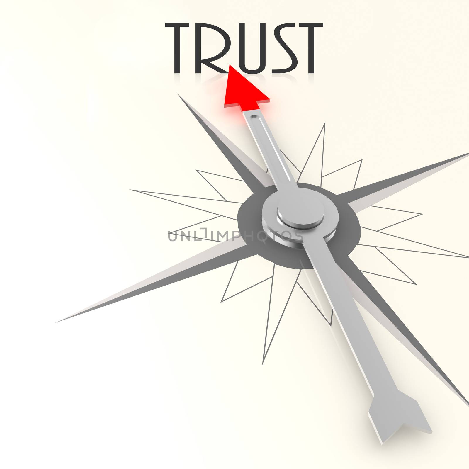 Compass with trust word image with hi-res rendered artwork that could be used for any graphic design.