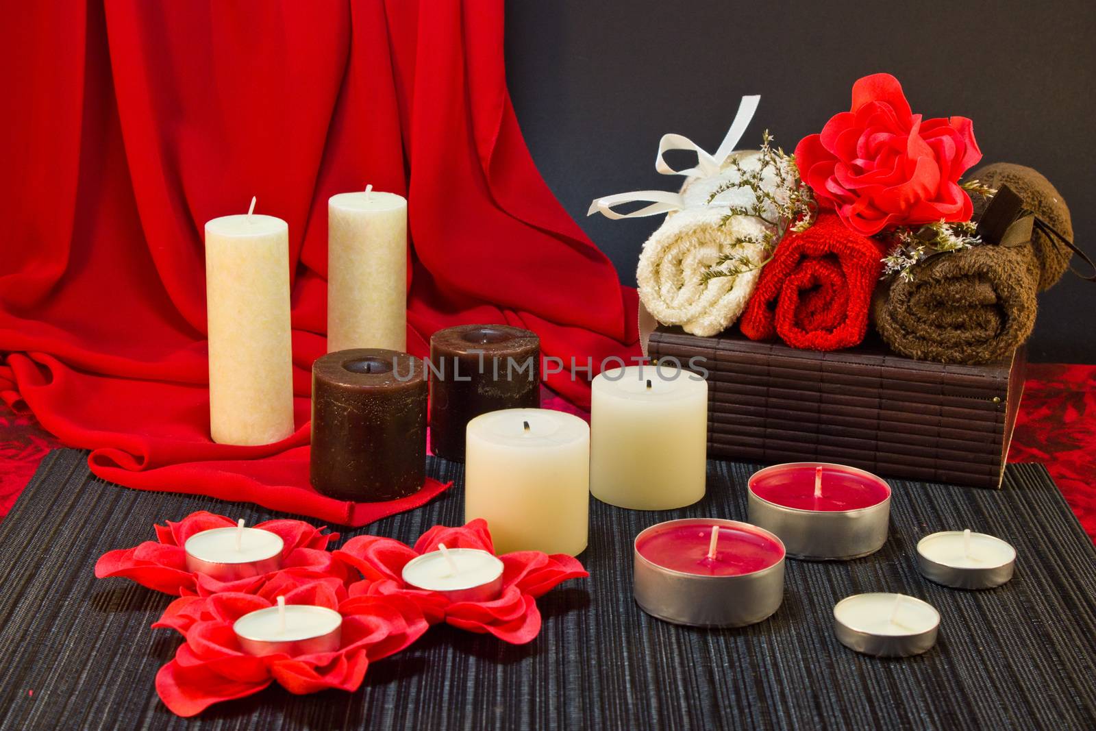 Spa composition of candles and towels by LenoraA