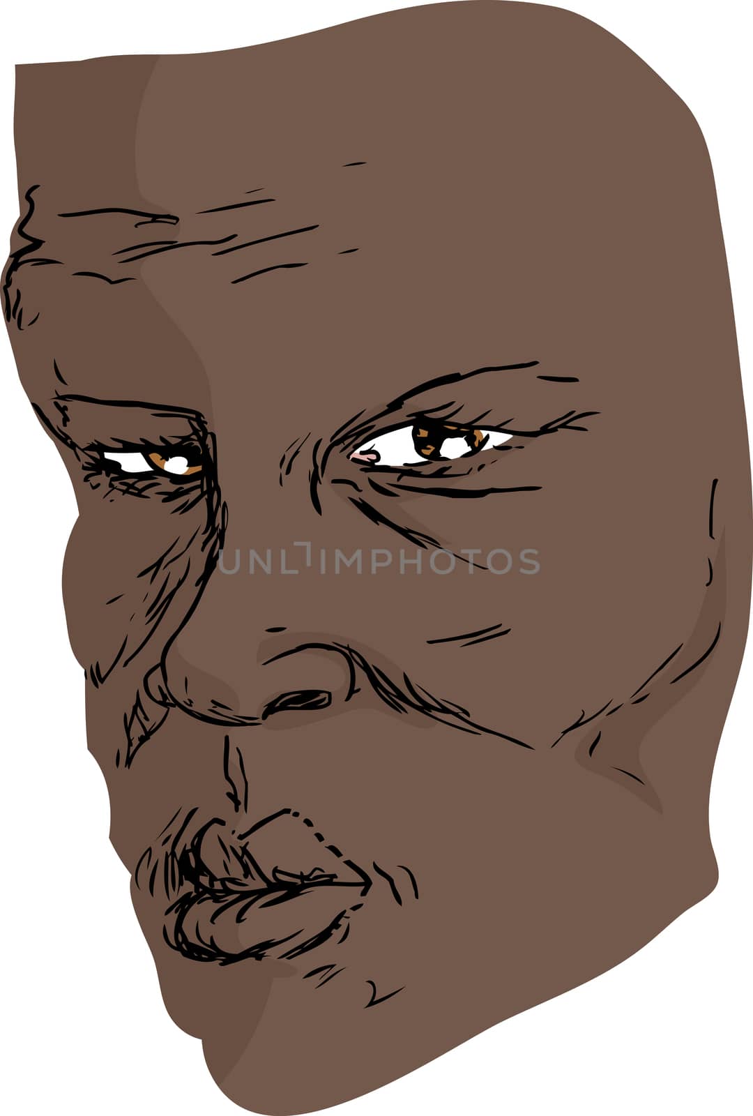 Freehand drawing of older serious Black man