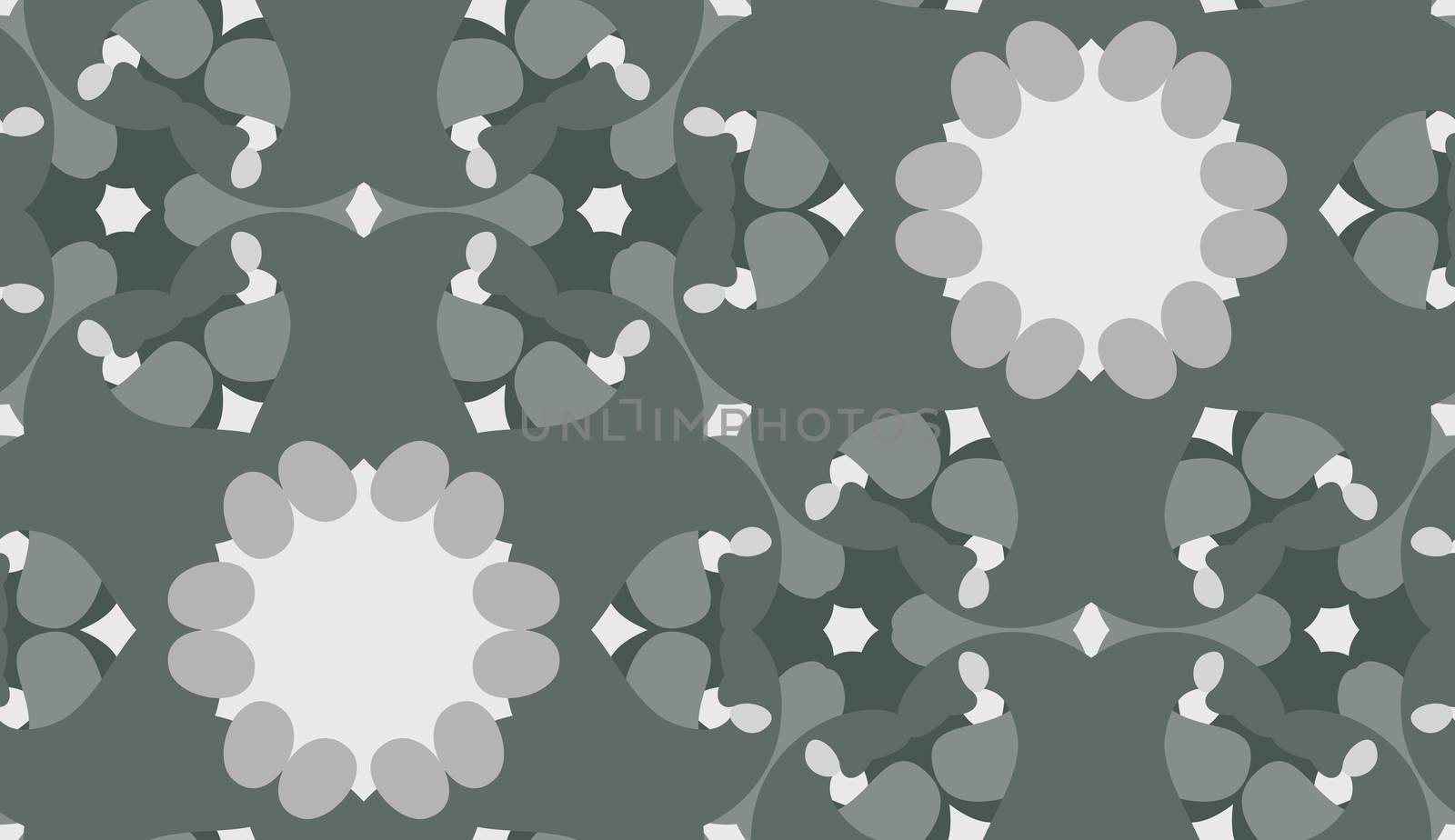 Seamless pattern of gray geometric kaleidoscope shapes