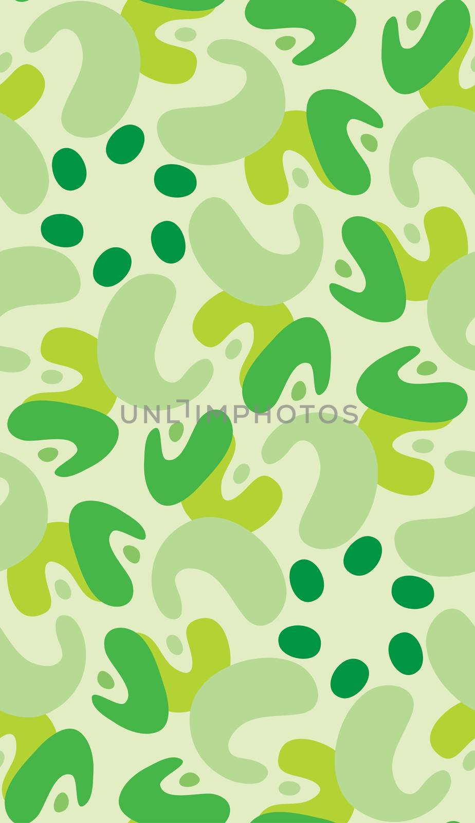Abstract green whale shapes in seamless kaleidoscope pattern