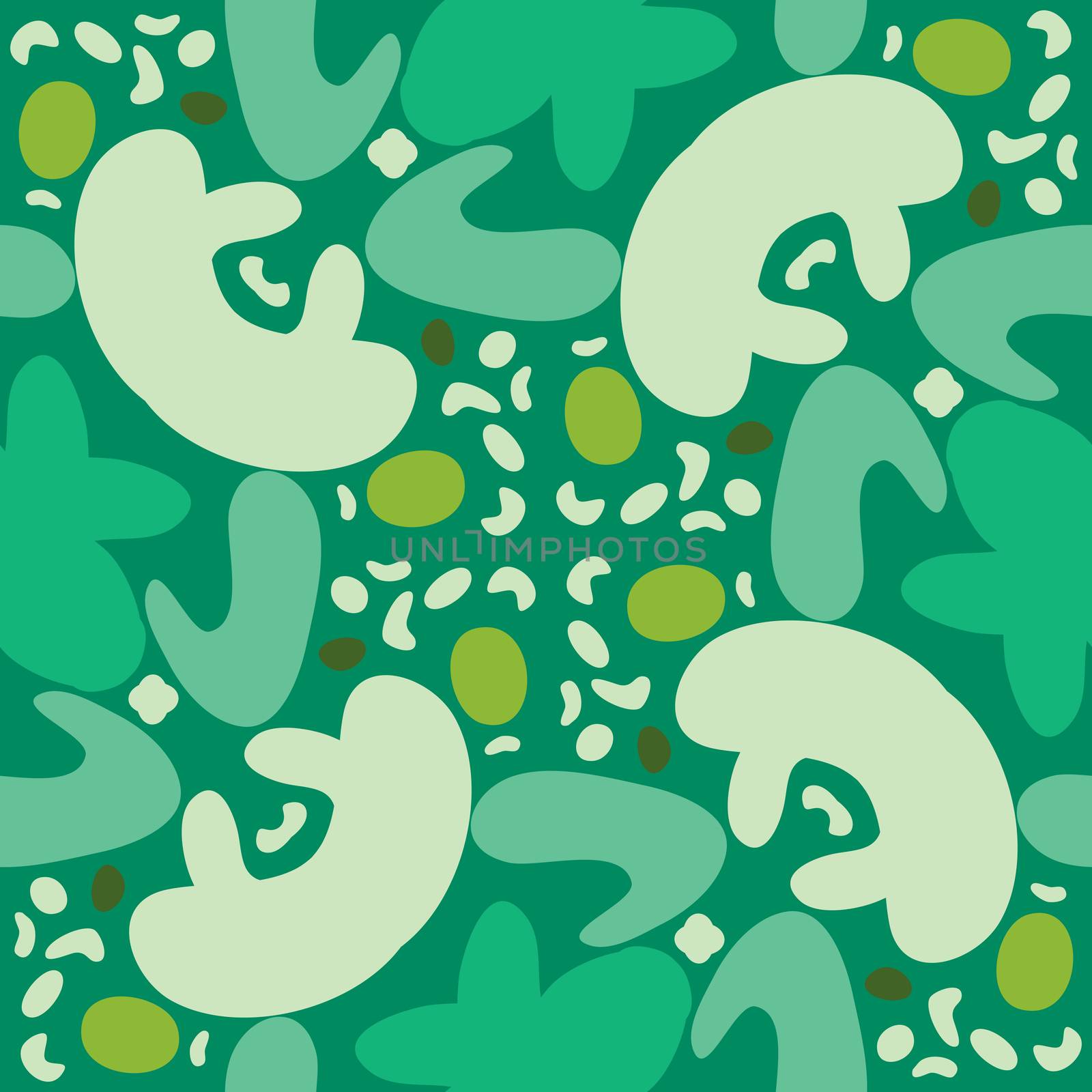 Repeating pattern background of green organic shapes