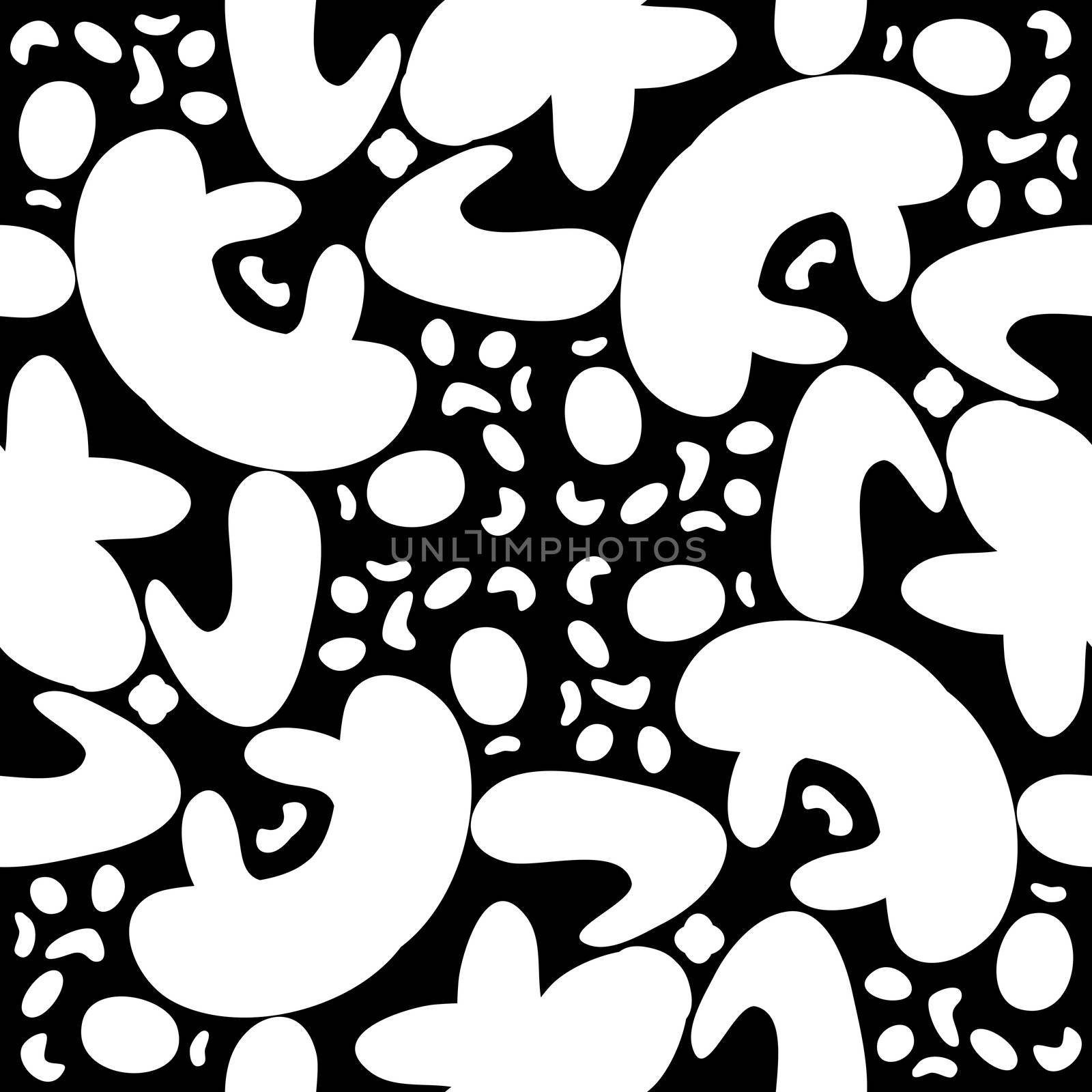 Repeating pattern background of black and white organic shapes