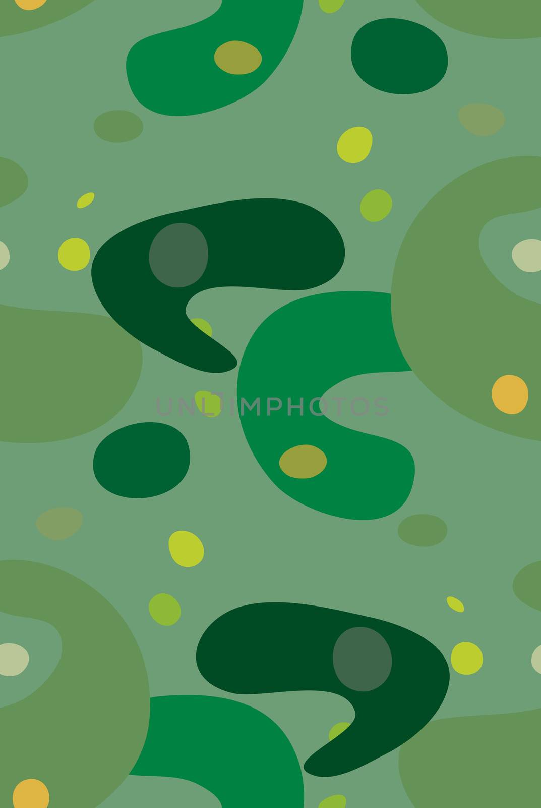 Seamless background pattern of green abstract microbes
