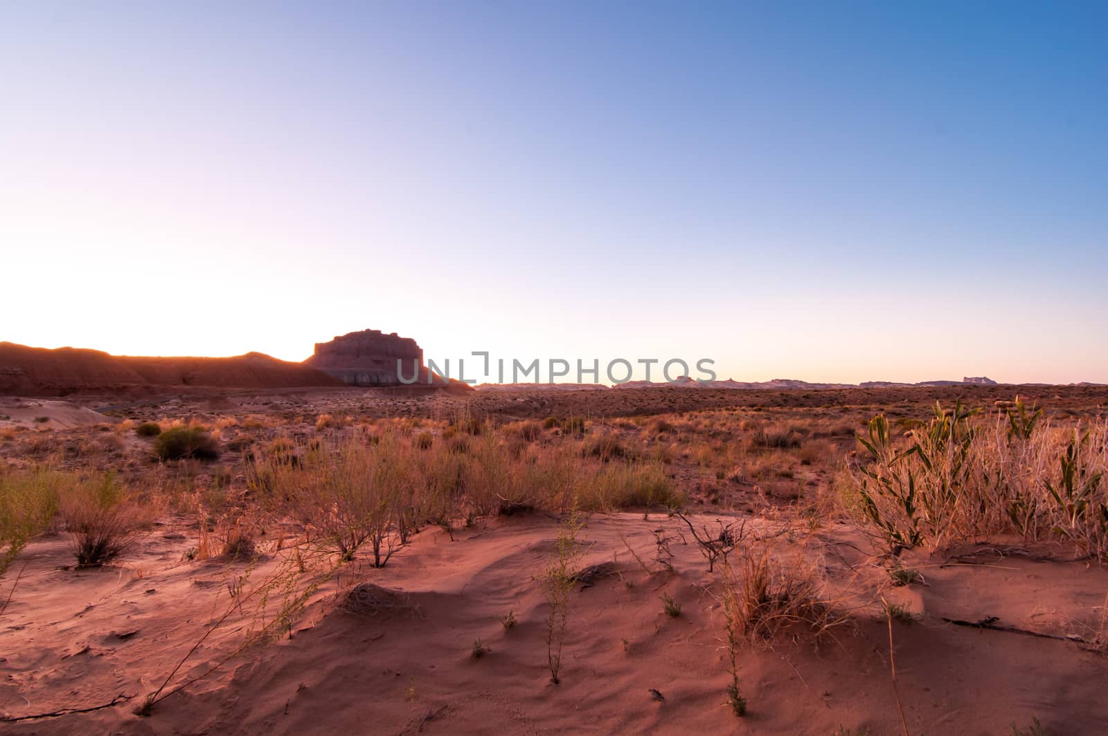 Smooth sunset over the desert in the summer