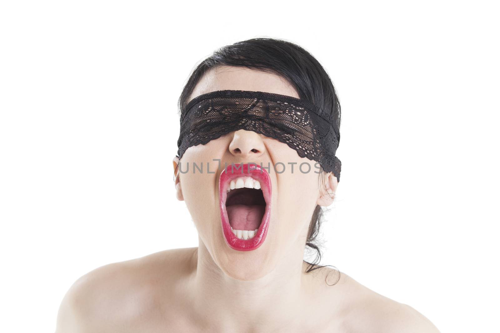 screaming woman with bound eyes by bernjuer