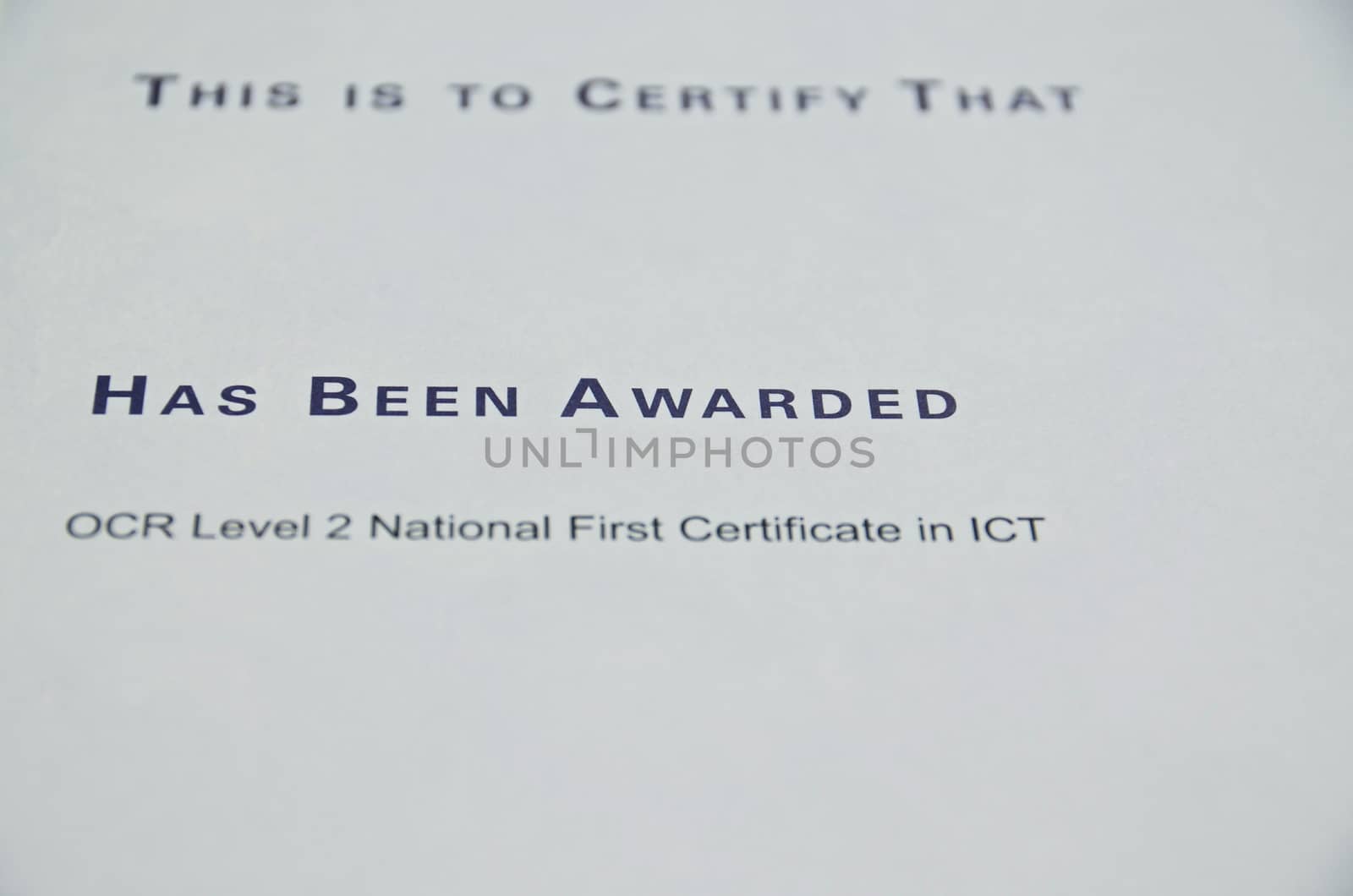Certificate that  someone has been awarded a level

