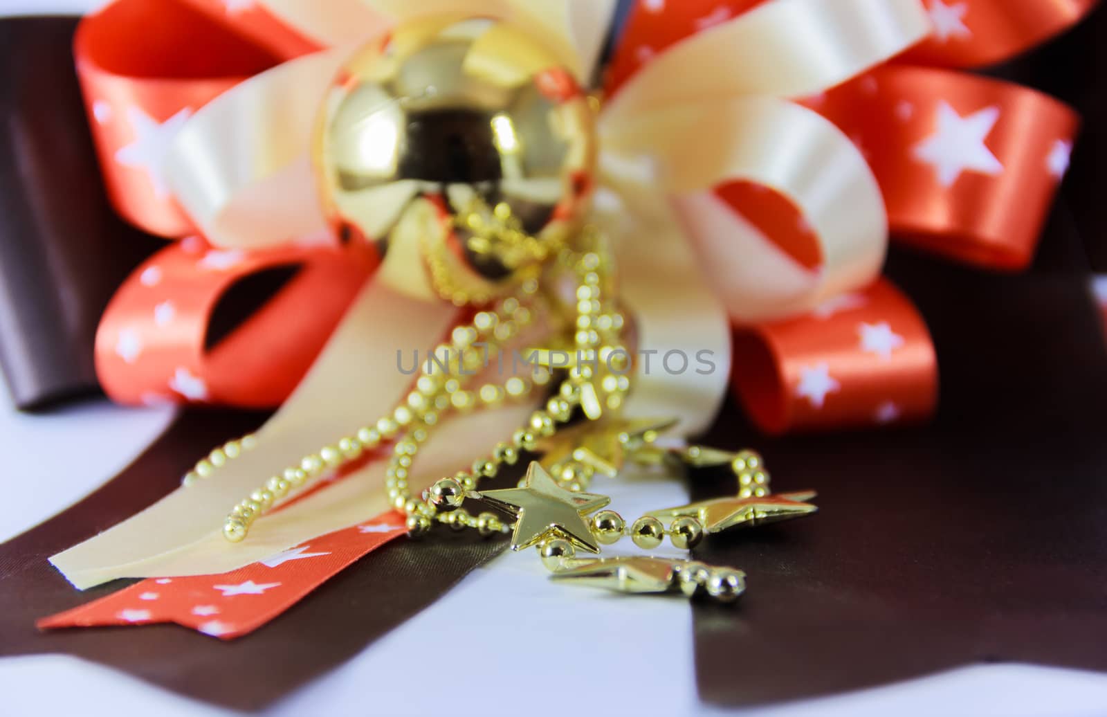 Gold satrs and gold ball on Ribbon by suriyaph