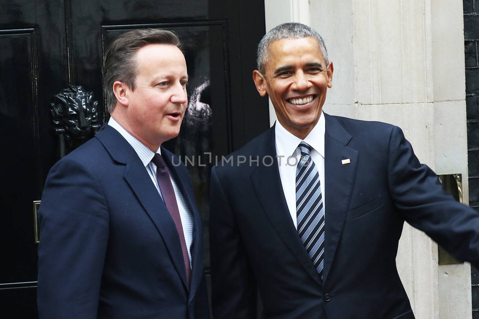 UNITED-KINGDOM, London: President Barack Obama (R) and British Prime Minister David Cameron (L) meet at Downing Street on April 22, 2016 in London, United-Kingdom. The President and his wife are currently on a brief visit to the UK where they will have lunch with HM Queen Elizabeth II at Windsor Castle and dinner with Prince William and his wife Catherine, Duchess of Cambridge at Kensington Palace. 