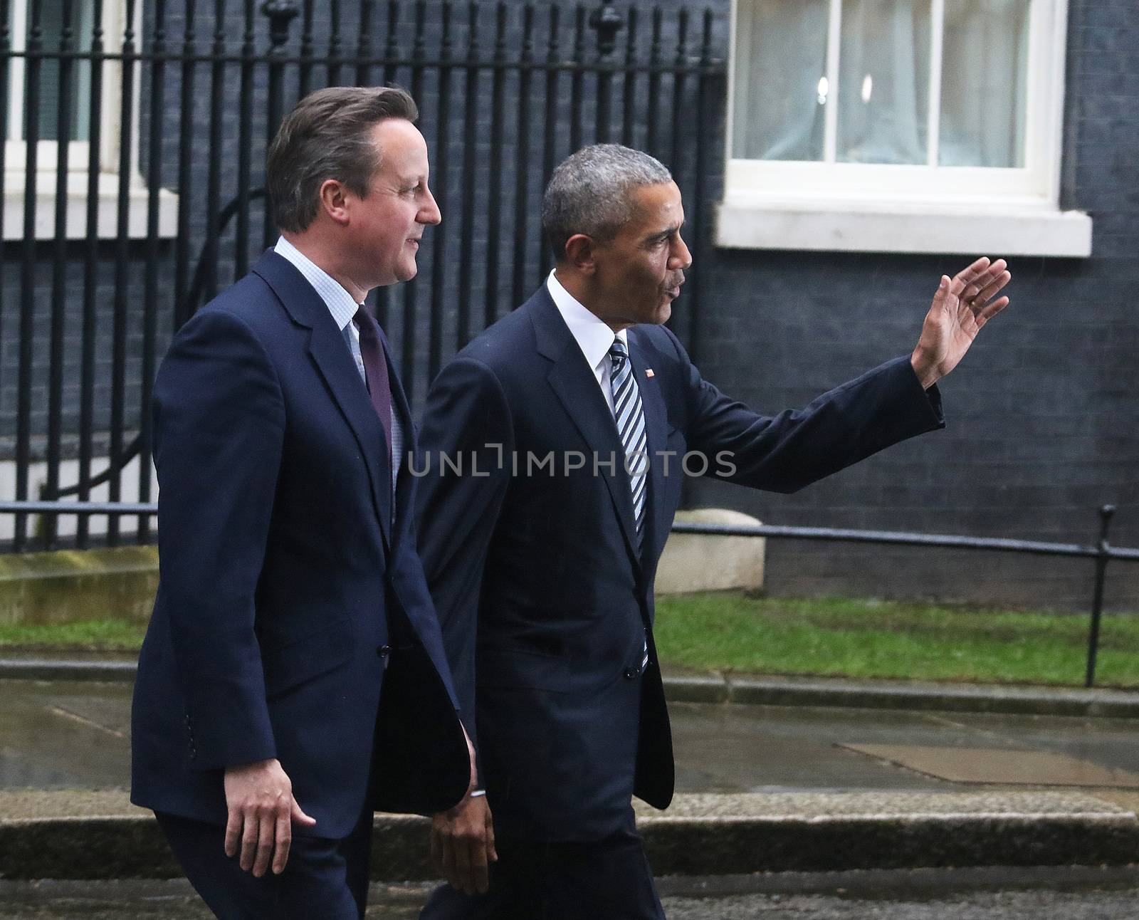 UNITED-KINGDOM, London: President Barack Obama (R) and British Prime Minister David Cameron (L) meet at Downing Street on April 22, 2016 in London, United-Kingdom. The President and his wife are currently on a brief visit to the UK where they will have lunch with HM Queen Elizabeth II at Windsor Castle and dinner with Prince William and his wife Catherine, Duchess of Cambridge at Kensington Palace. 