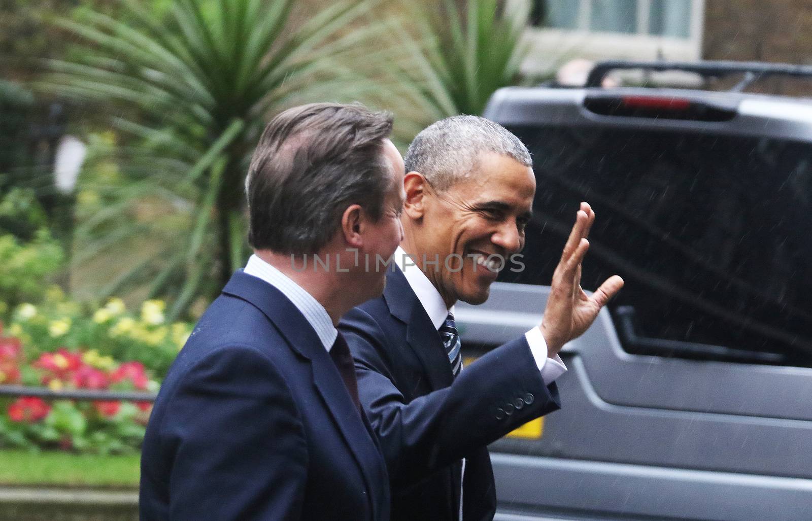 UNITED-KINGDOM, London: President Barack Obama (R) and British Prime Minister David Cameron (L) meet at Downing Street on April 22, 2016 in London, United-Kingdom. The President and his wife are currently on a brief visit to the UK where they will have lunch with HM Queen Elizabeth II at Windsor Castle and dinner with Prince William and his wife Catherine, Duchess of Cambridge at Kensington Palace. 