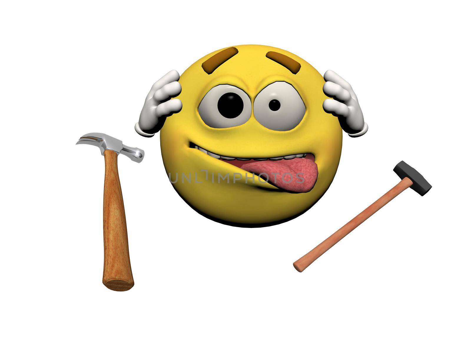 Emoticon handyman and two hammers