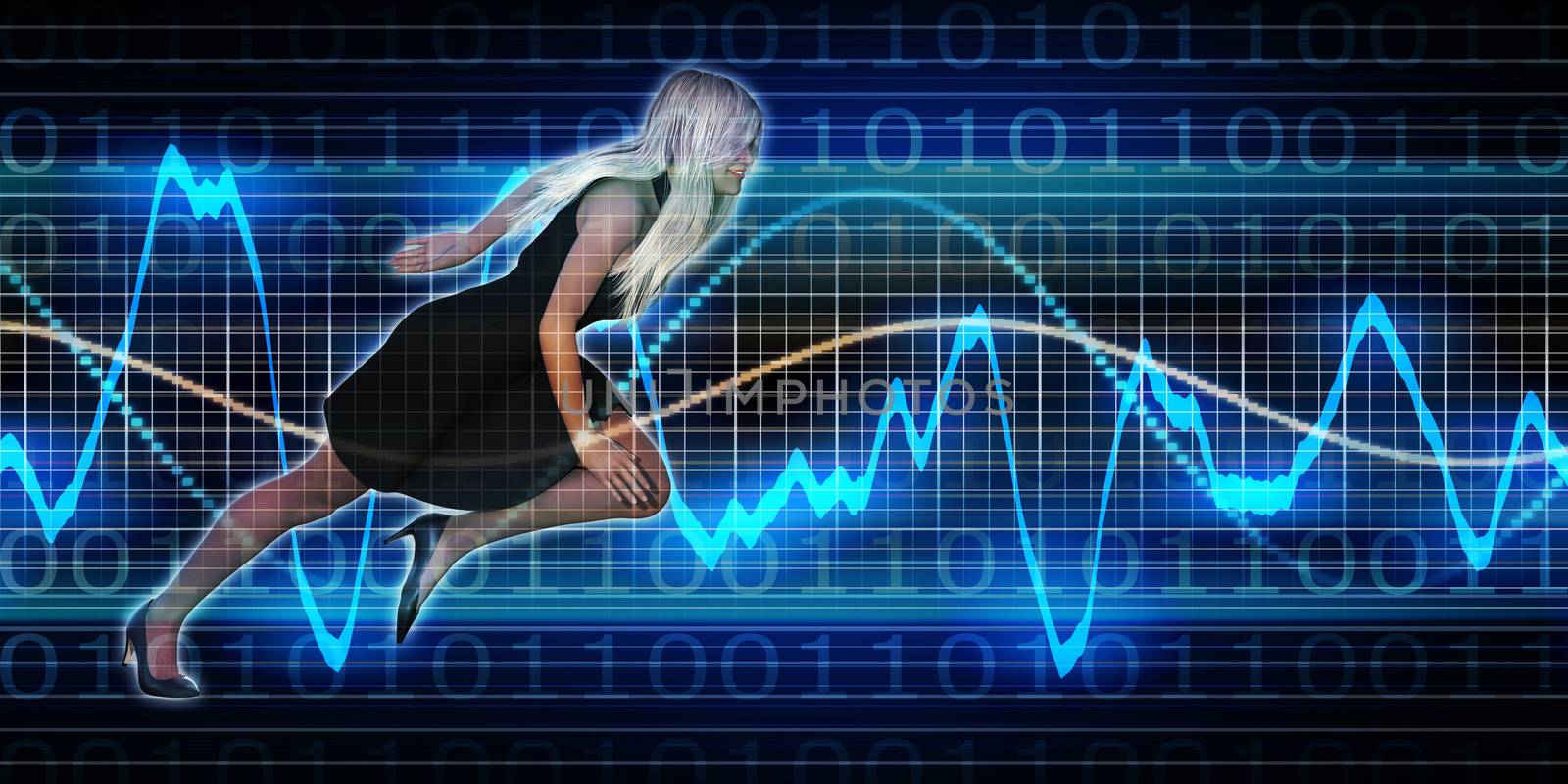 Successful Business with Nordic Woman and Graph Background