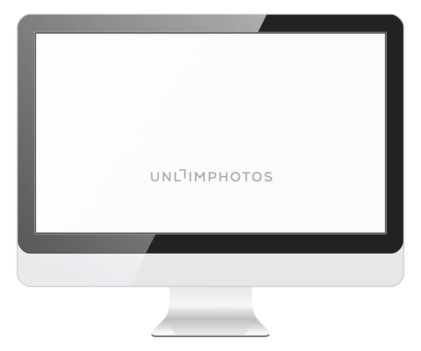 Illustration of modern computer monitor with blank screen. Isolated on the white background