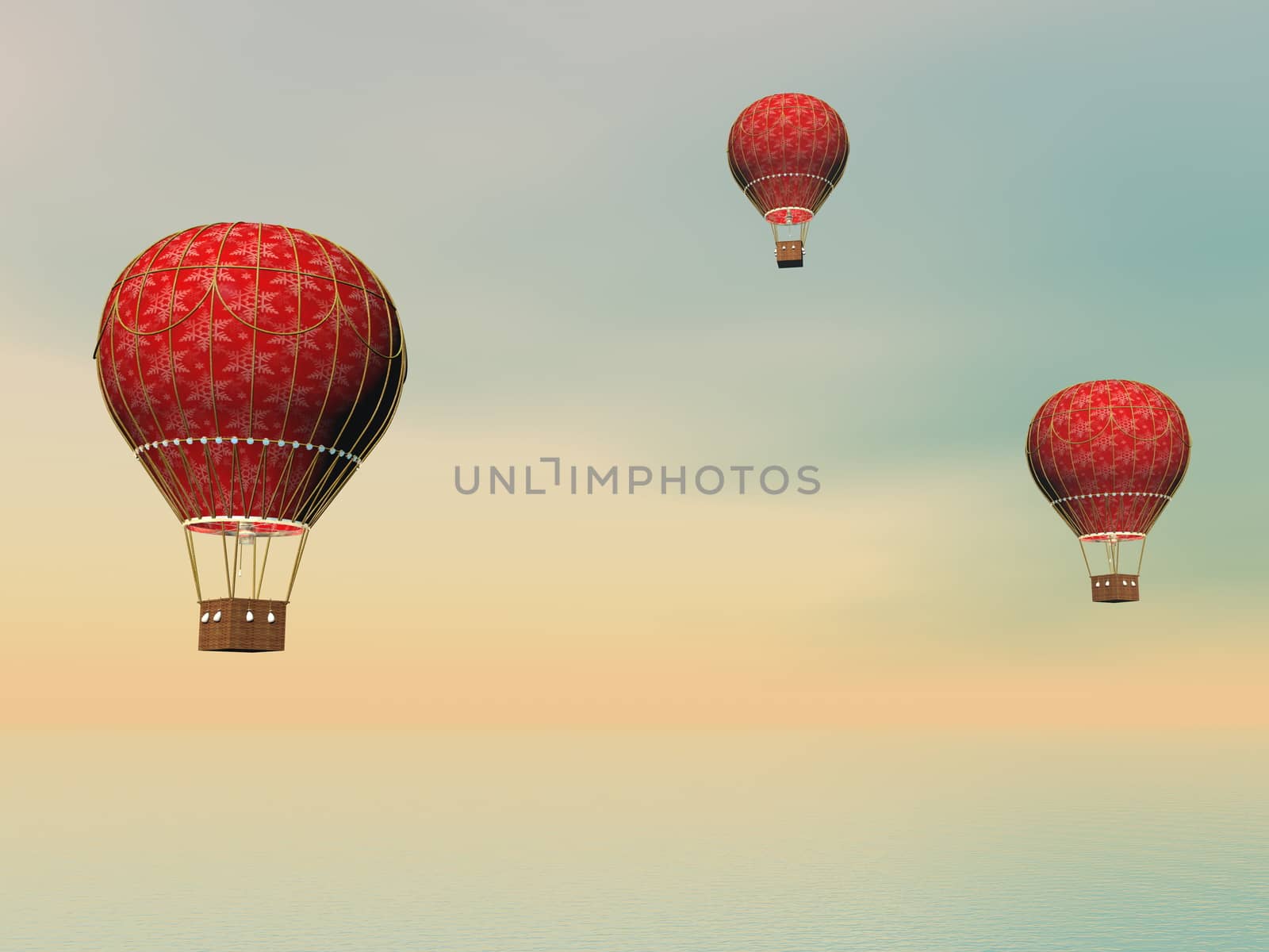 Vintage hot air balloons - 3D render by Elenaphotos21
