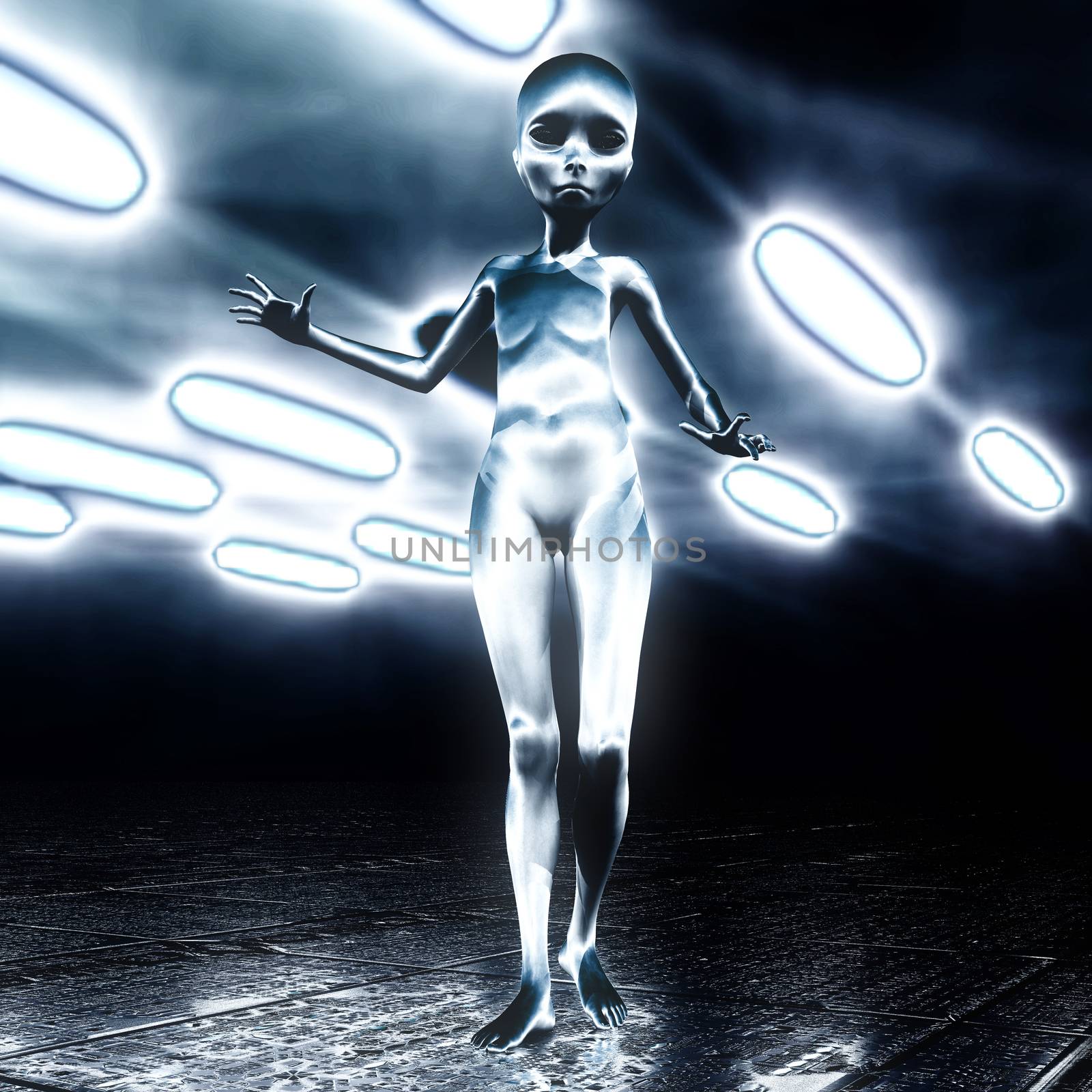 3D Illustration; 3D Rendering of an Alien by 3quarks