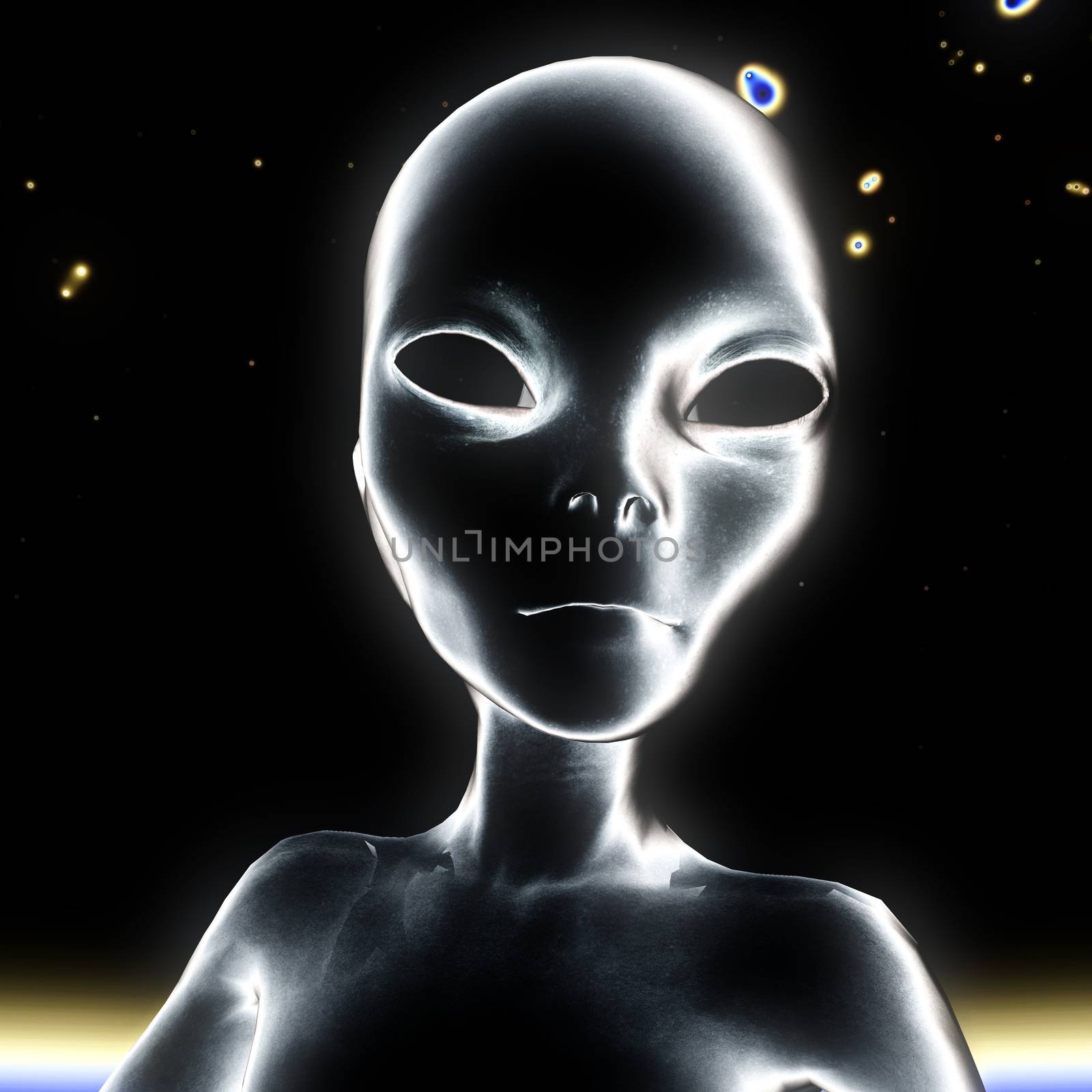 3D Illustration; 3D Rendering of an Alien