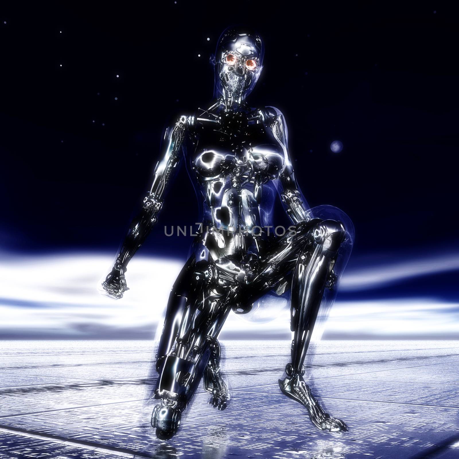 3D Illustration; 3D Rendering of a Cyborg by 3quarks