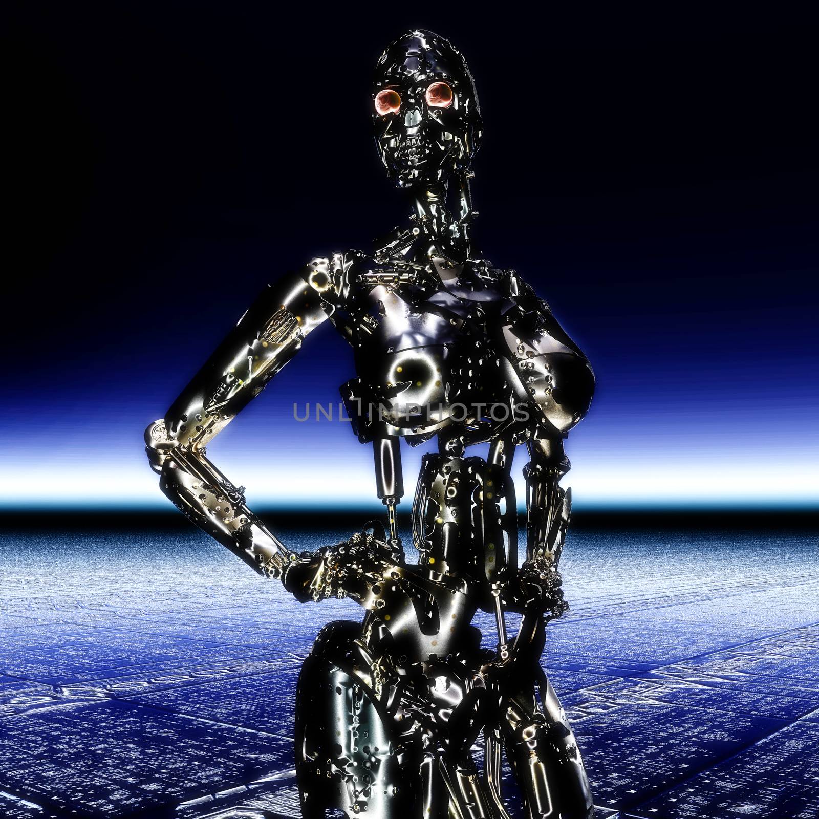 3D Illustration; 3D Rendering of a Cyborg by 3quarks