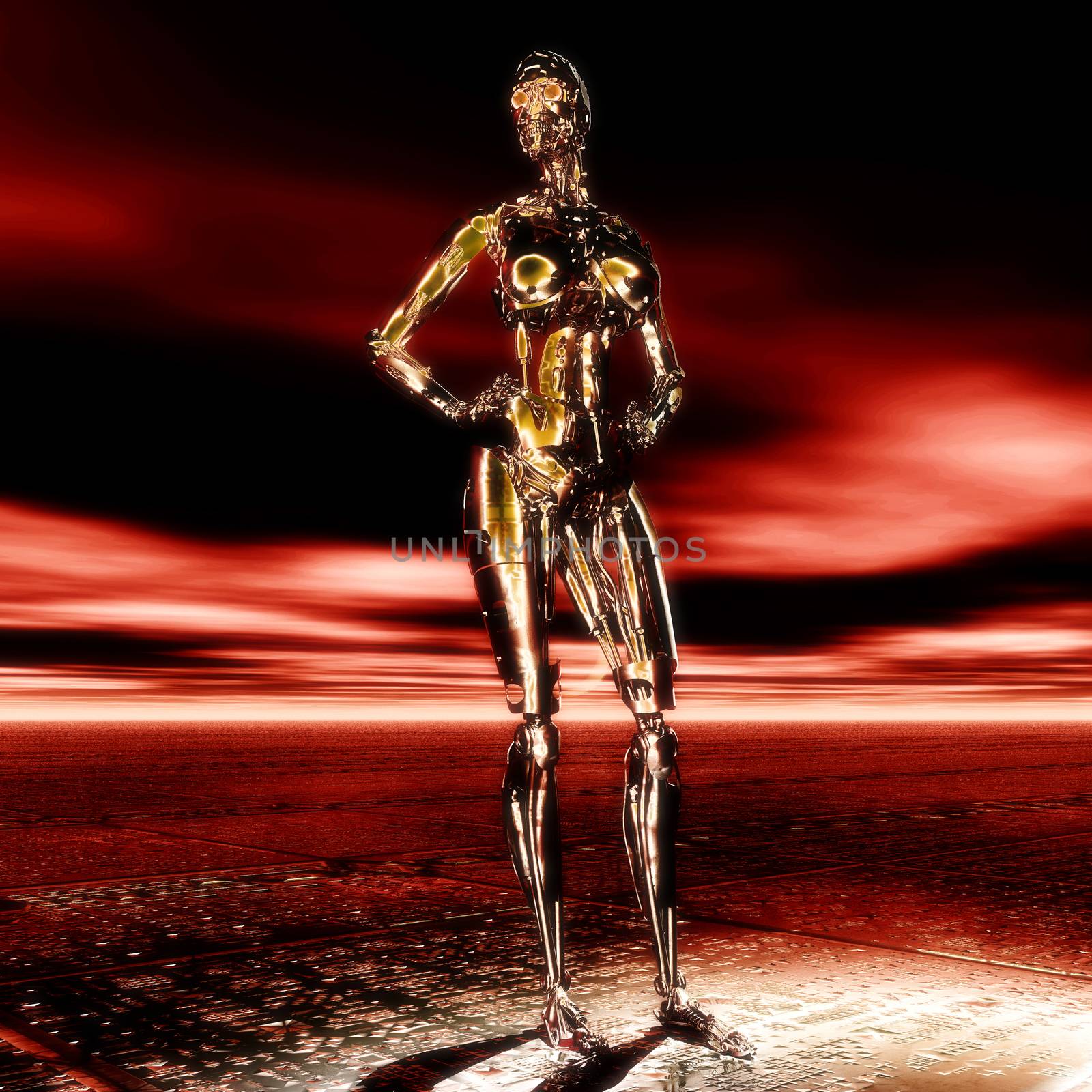 3D Illustration; 3D Rendering of a Cyborg by 3quarks