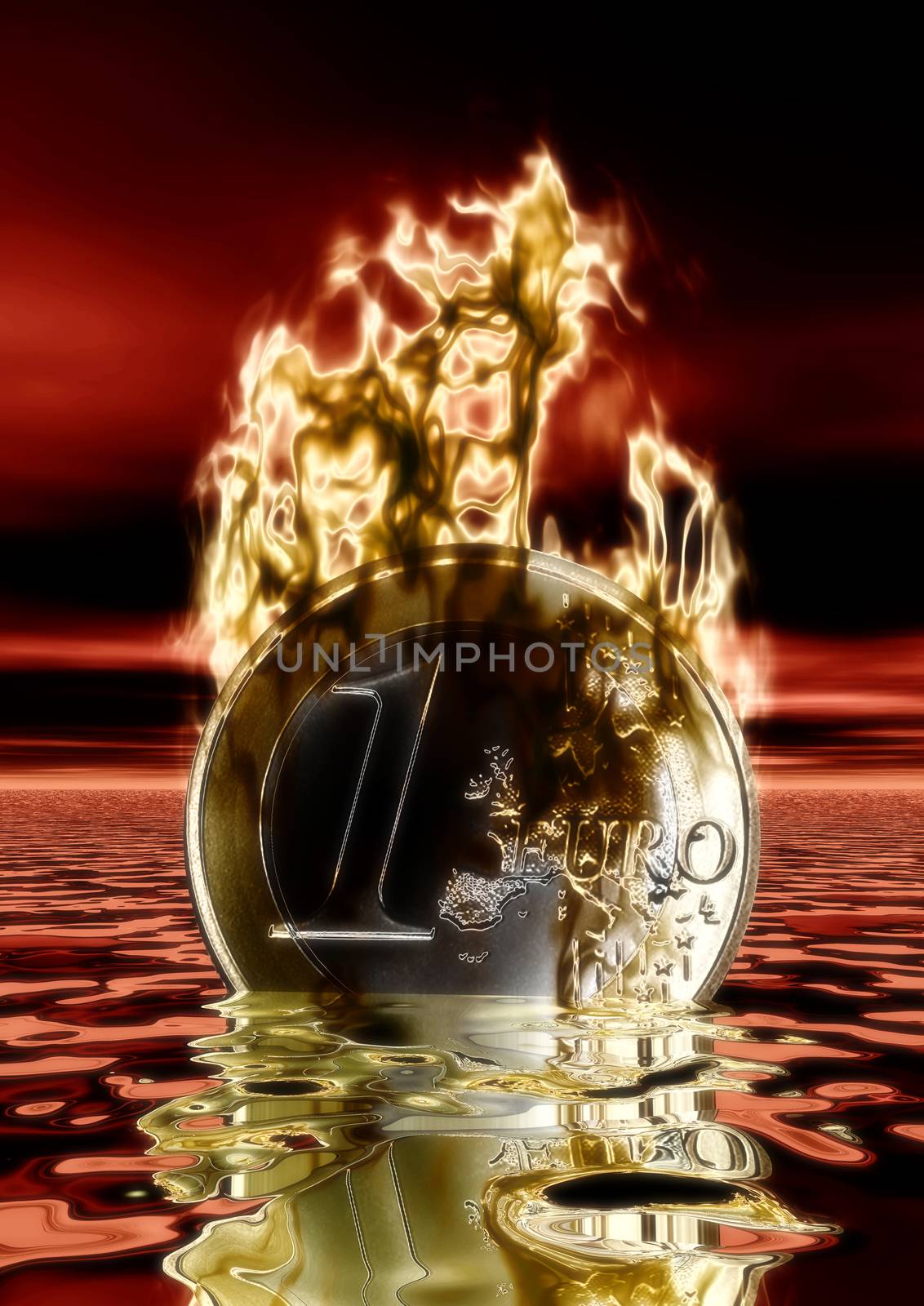 Digital Visualization of a burning Euro by 3quarks