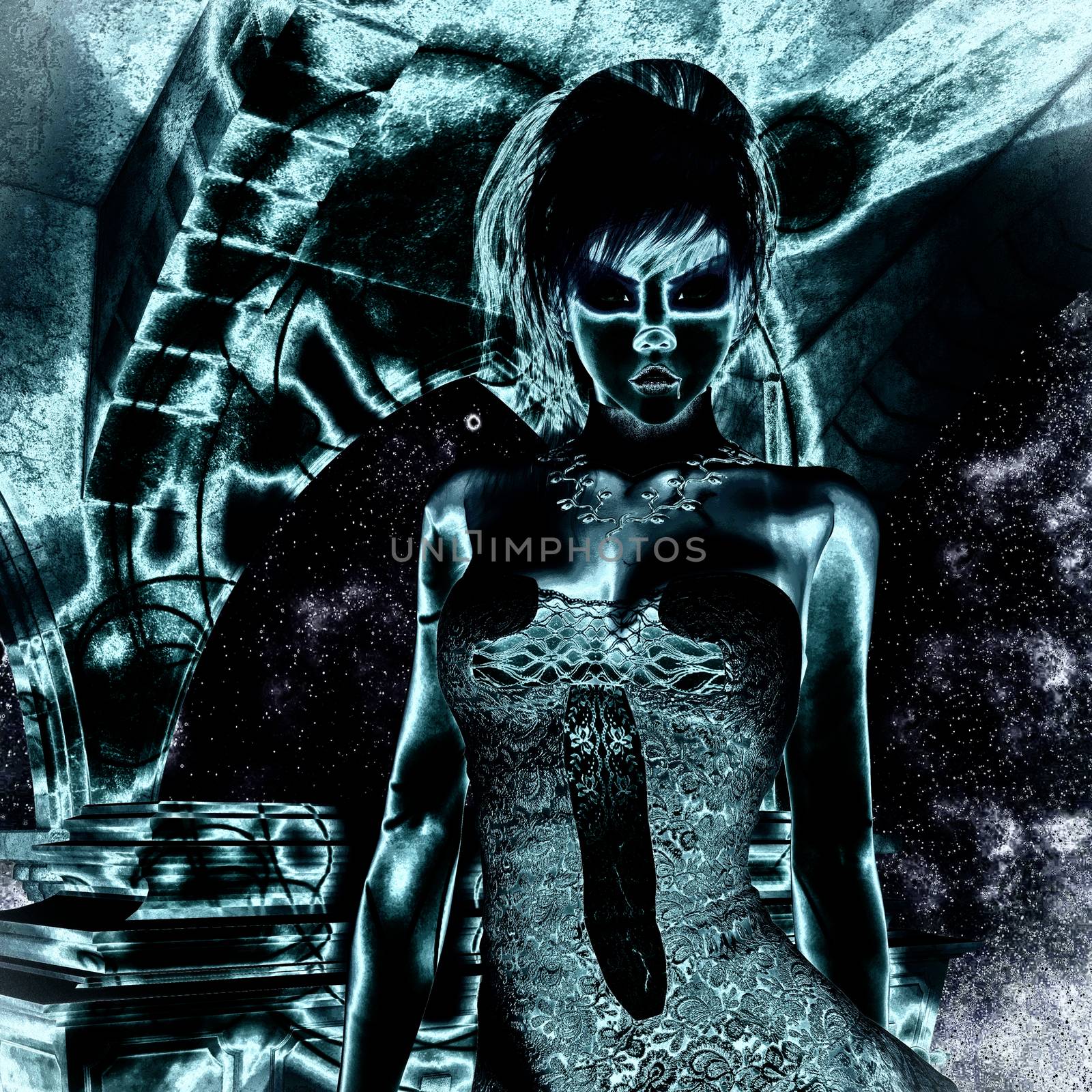 3D Illustration; 3D Rendering of a gothic Female by 3quarks