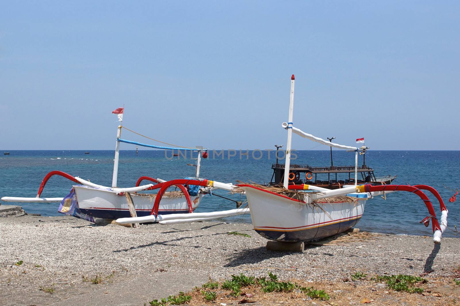 Fishing boats on Lovina Beach, Bali, Indonesia, Asia