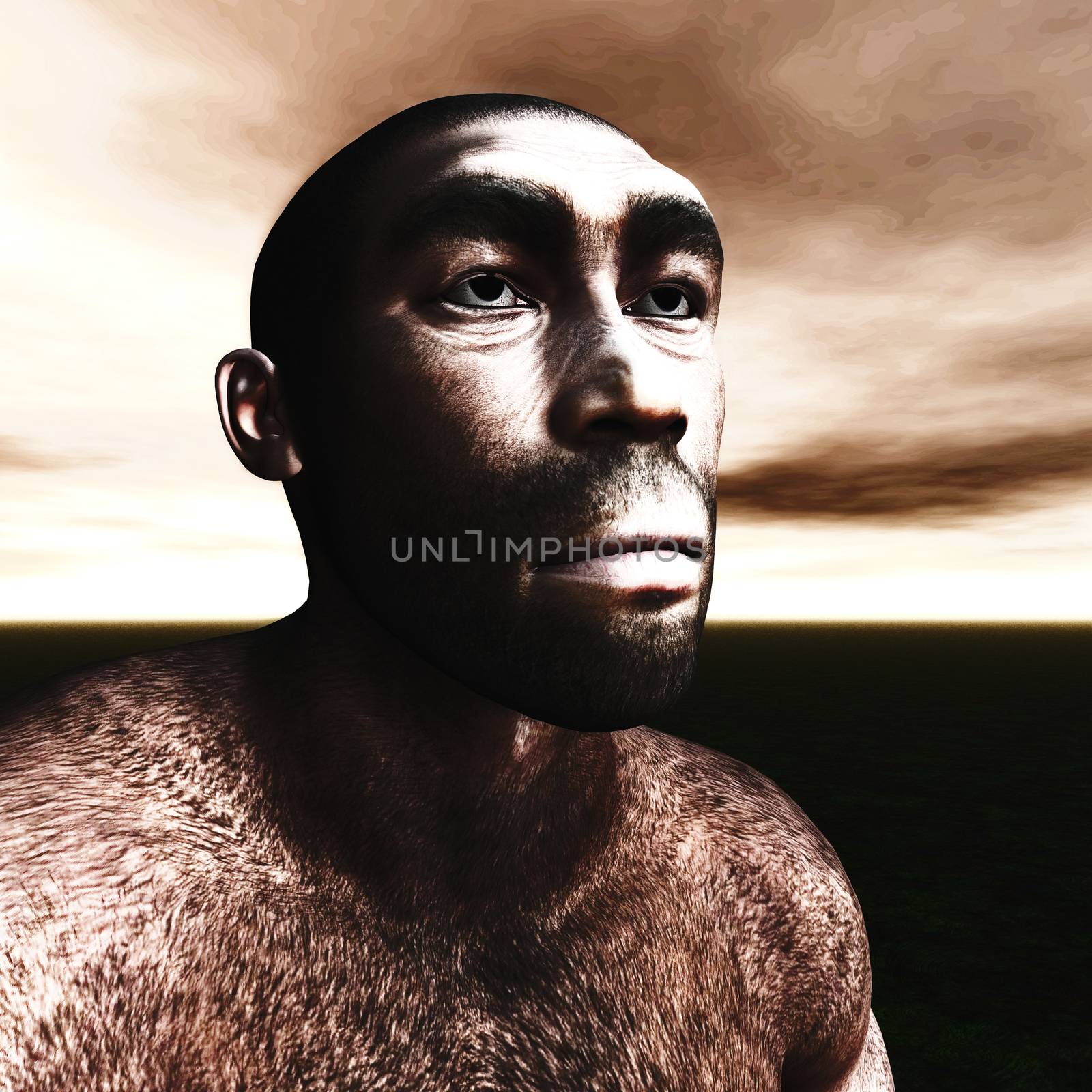 3d Illustration of a Homo Erectus by 3quarks