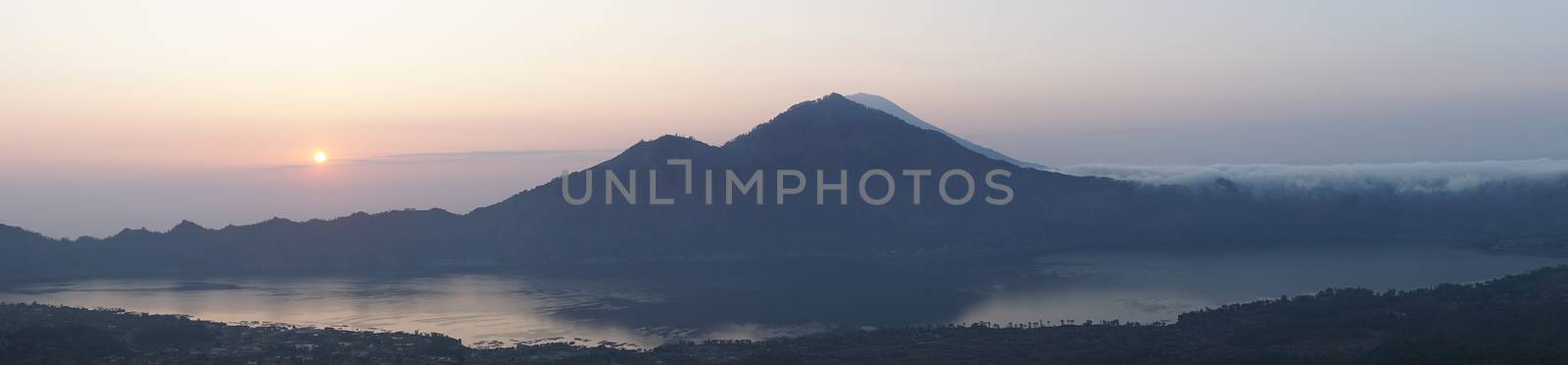 Sunrise on lake Batur, Bali, Indonesia, Asia