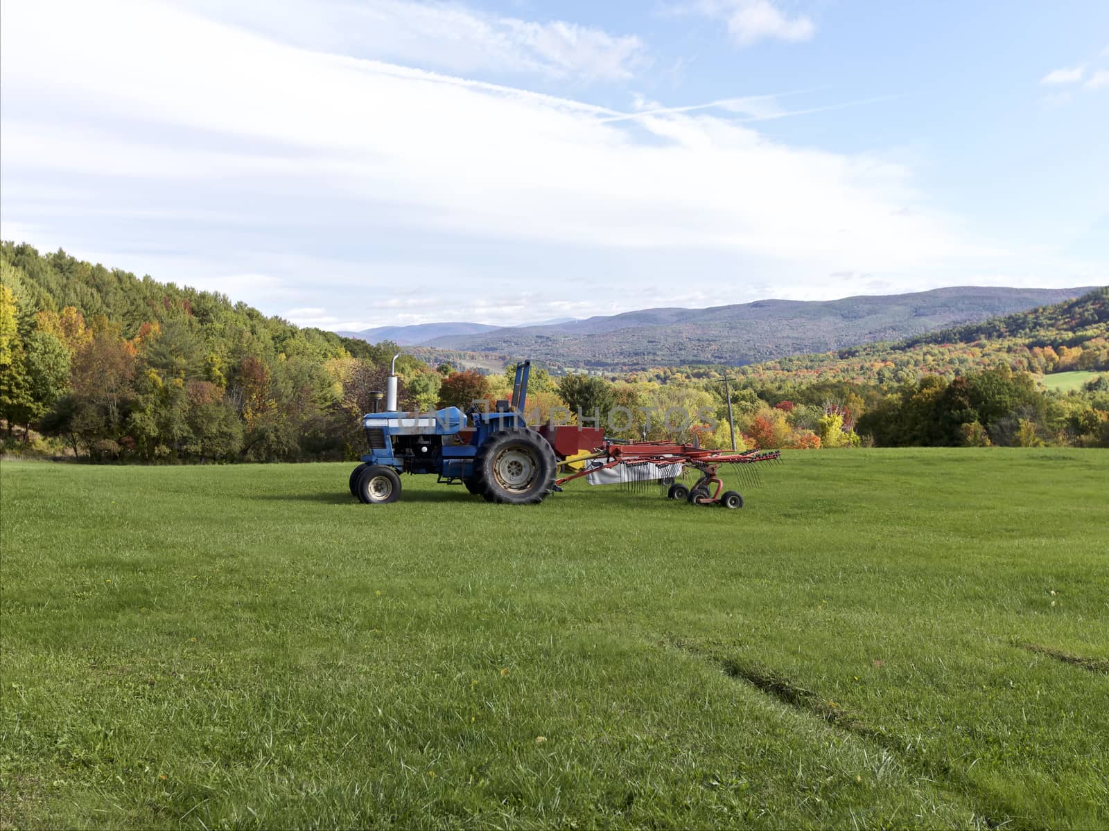Farmers tractor with Autumn Foliage in Vermont, USA