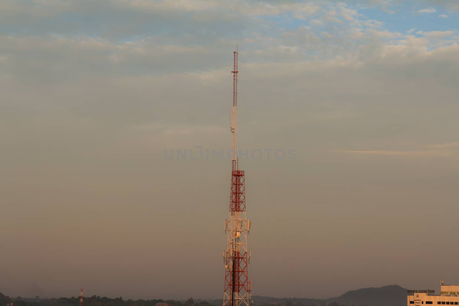 A telecommunication tower in city