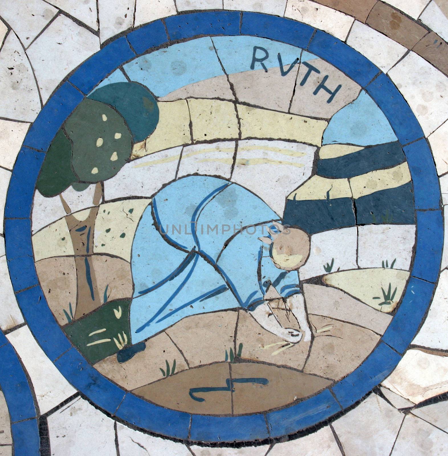 Ruth, Mosaic in front of the church on the Mount of Beatitudes